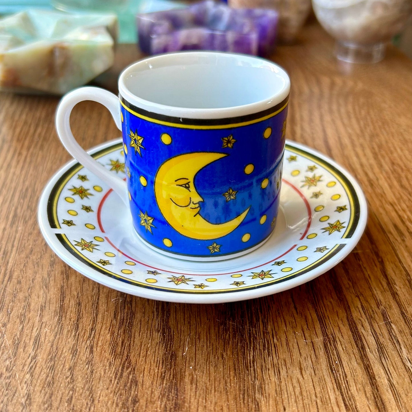 Vintage Celestial 4 pc Espresso Cup Saucer Set