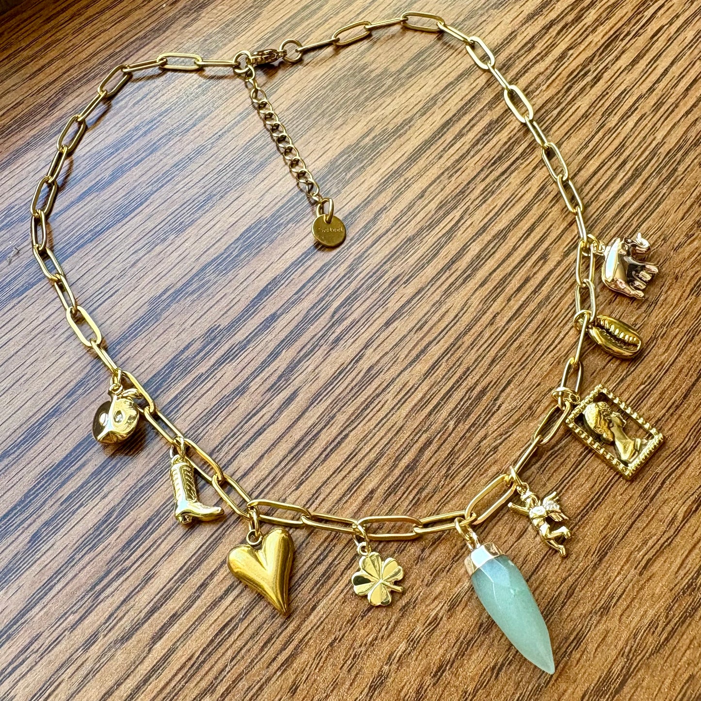 Green Aventurine Gold Charm Necklace