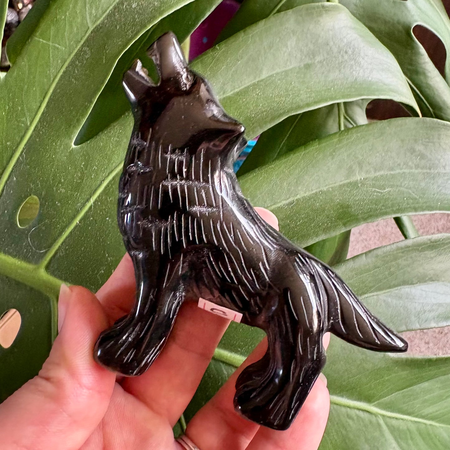 Obsidian Wolf Carving