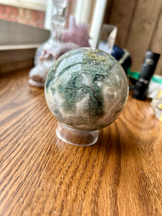 Moss Agate Sphere 1lb +