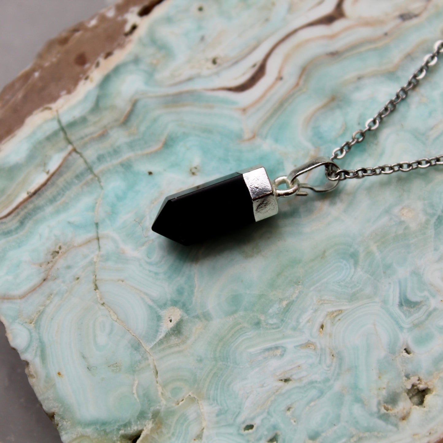 Obsidian Silver Pendant Necklace