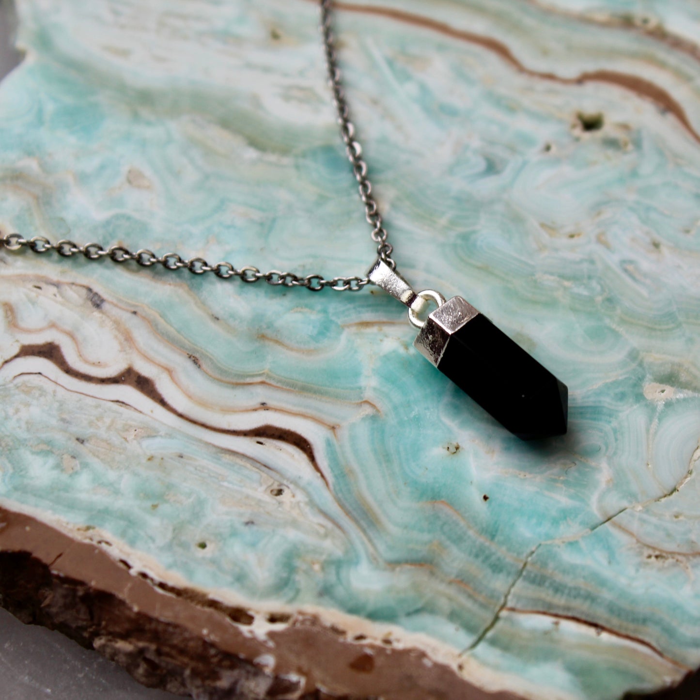 Obsidian Silver Pendant Necklace