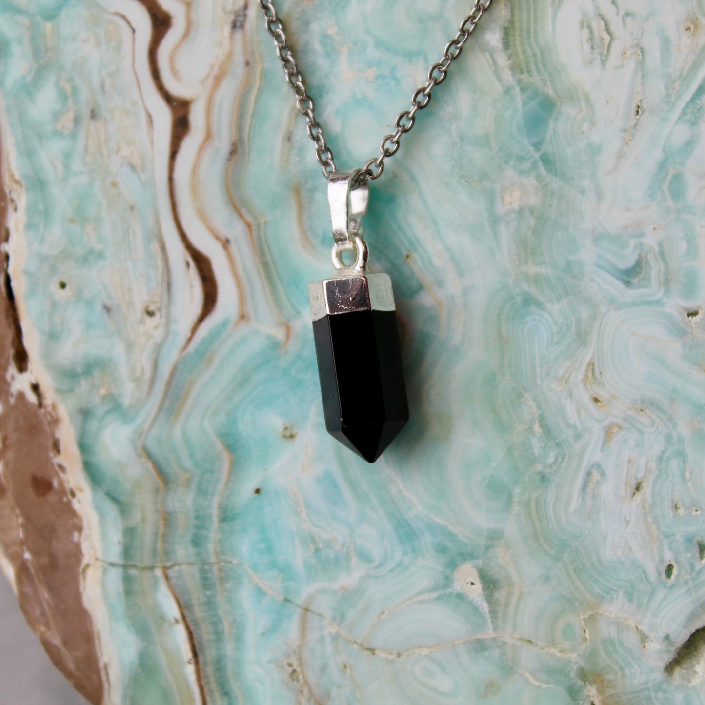 Obsidian Silver Pendant Necklace