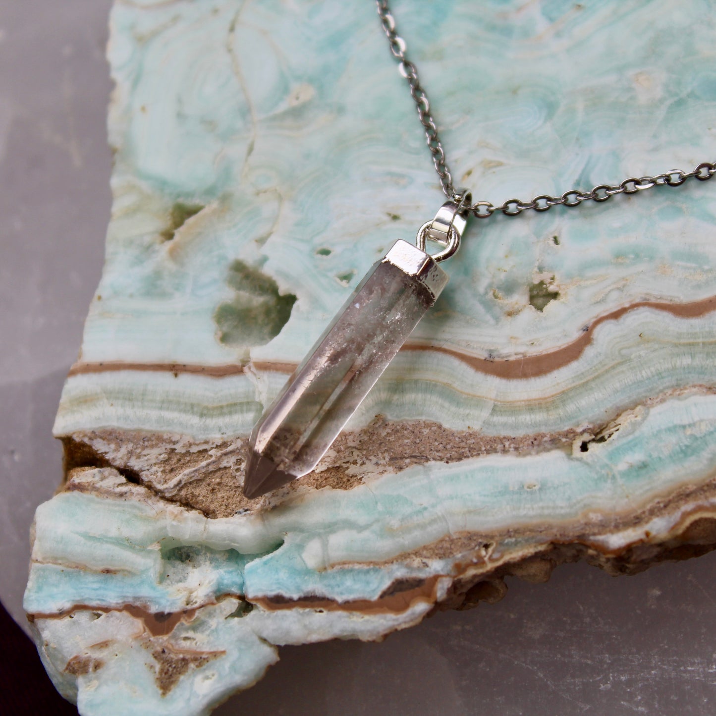 Smokey Quartz Silver Pendant Necklace