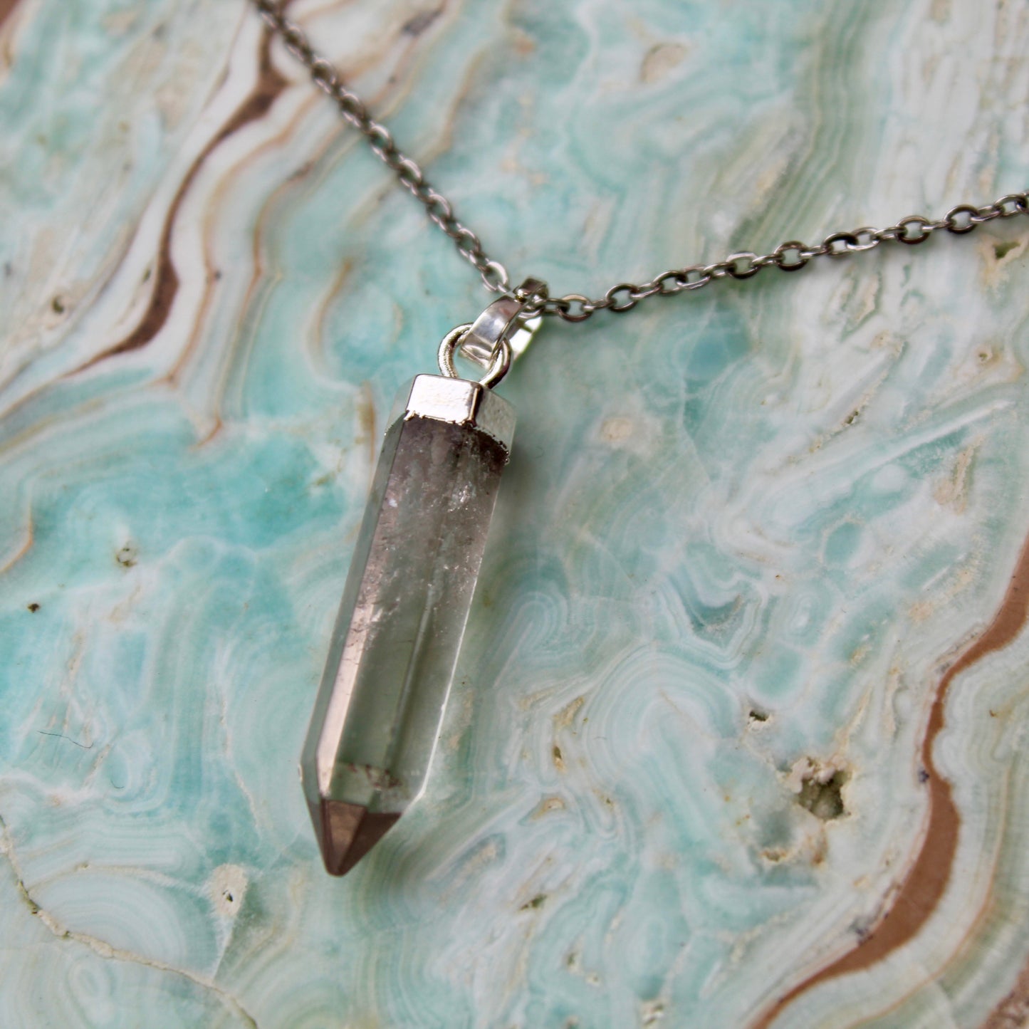 Smokey Quartz Silver Pendant Necklace