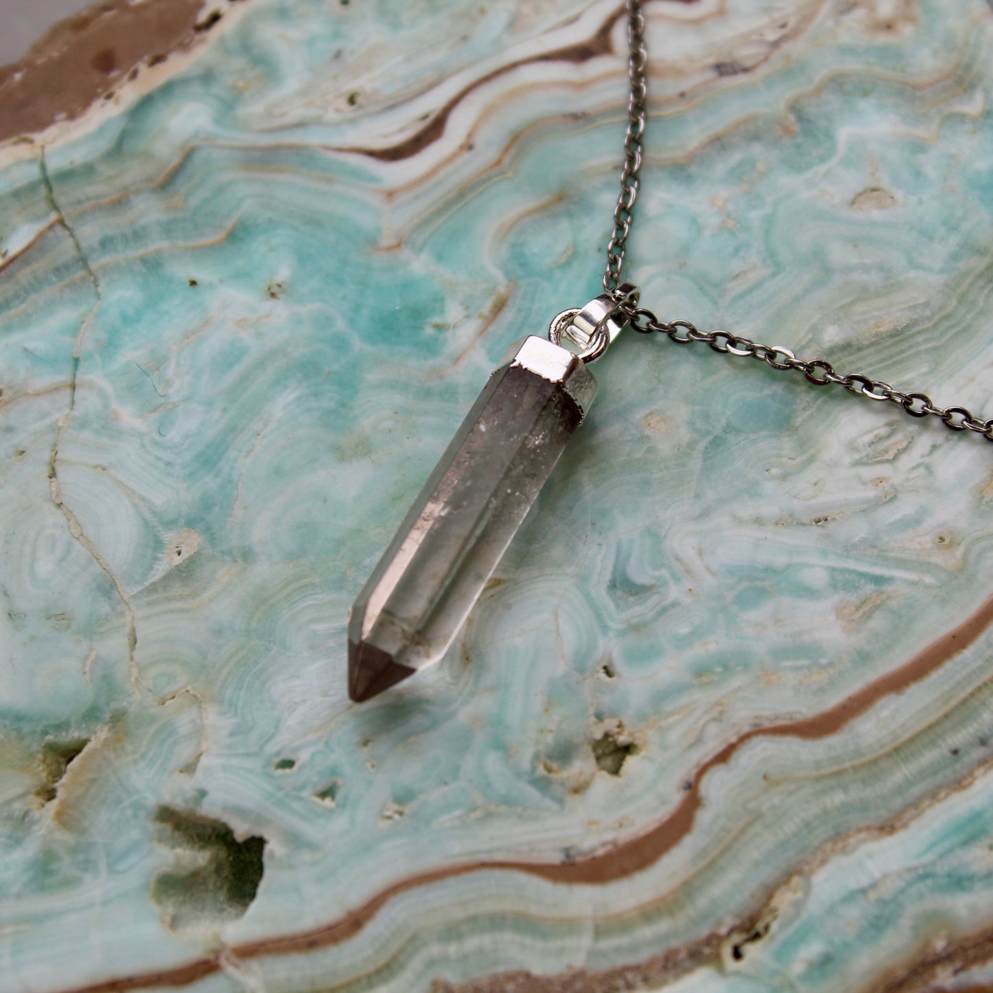 Smokey Quartz Silver Pendant Necklace