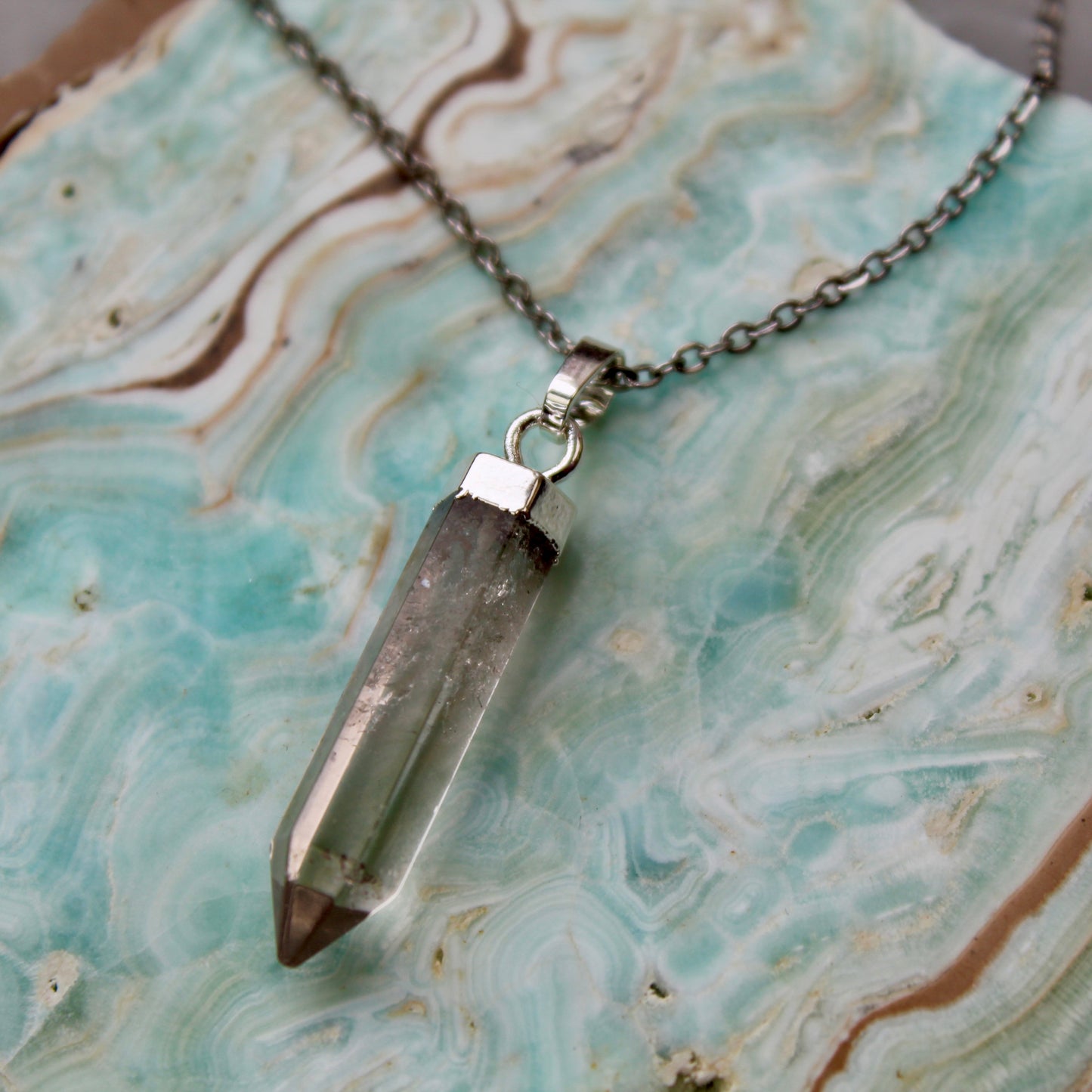 Smokey Quartz Silver Pendant Necklace