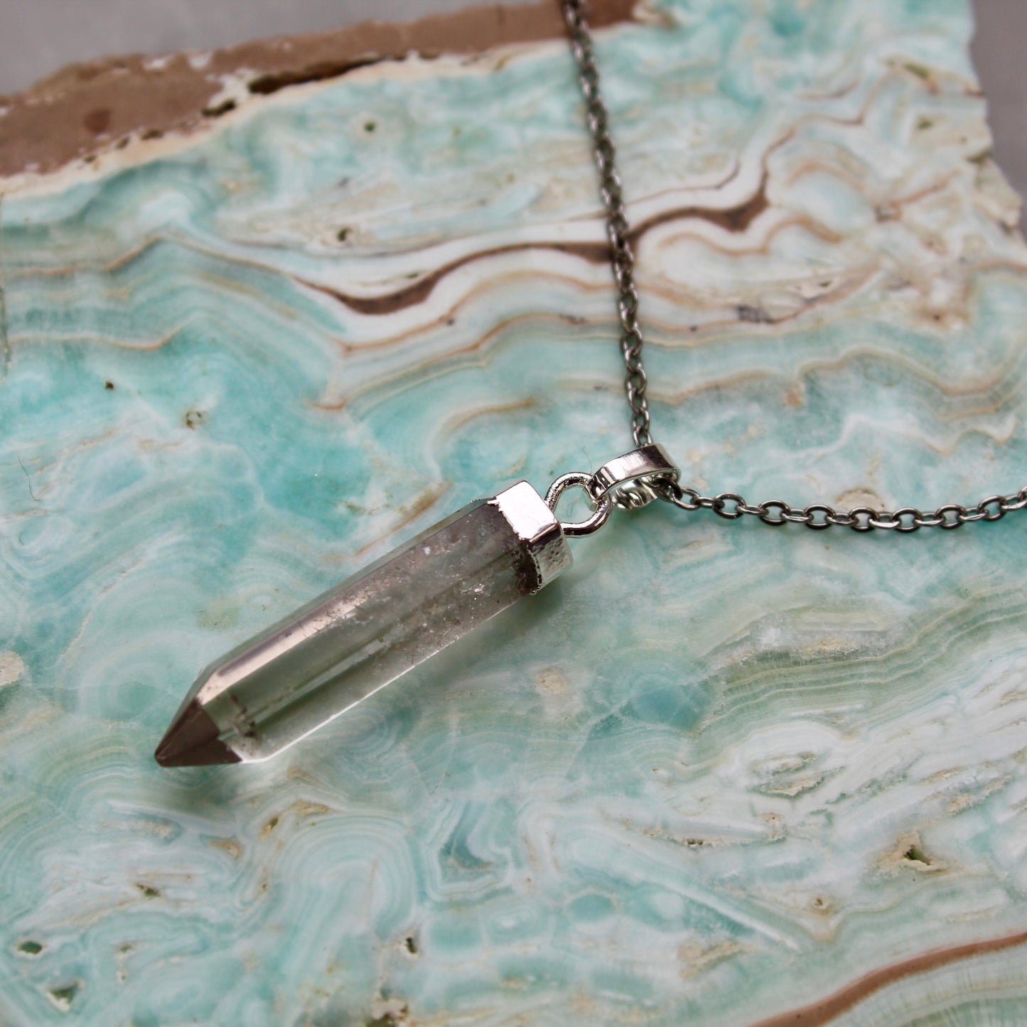 Smokey Quartz Silver Pendant Necklace