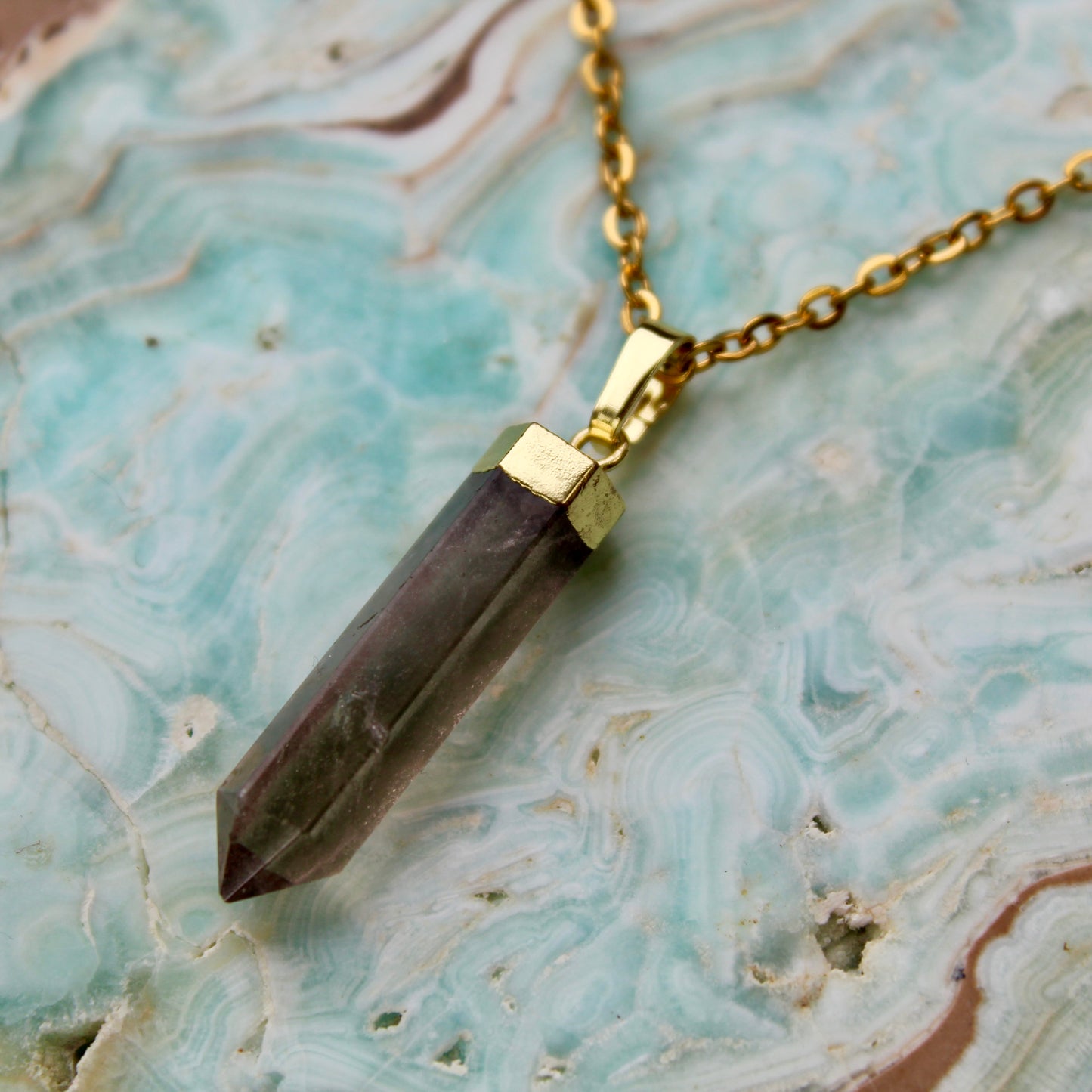 Smokey Quartz Gold Pendant Necklace