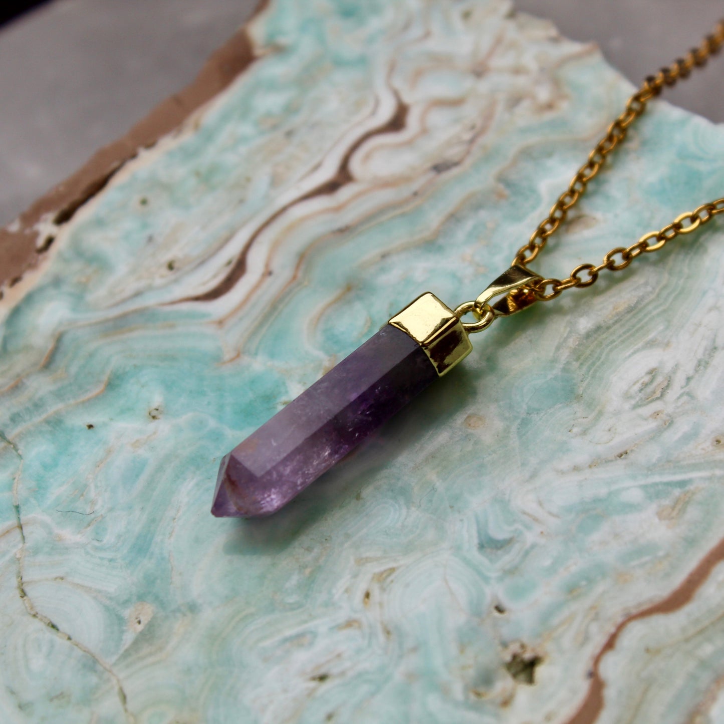 Amethyst Gold Pendant Necklace