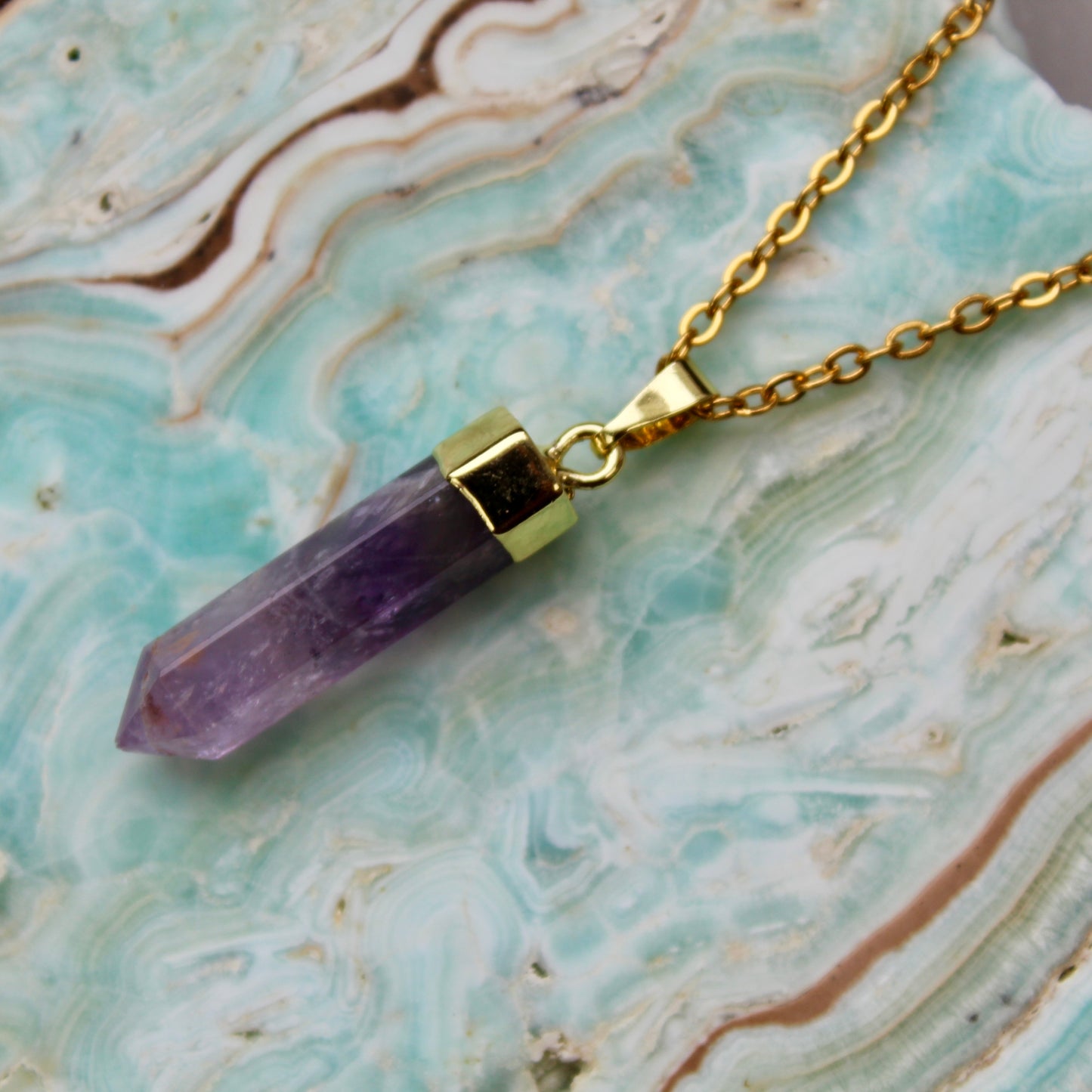 Amethyst Gold Pendant Necklace