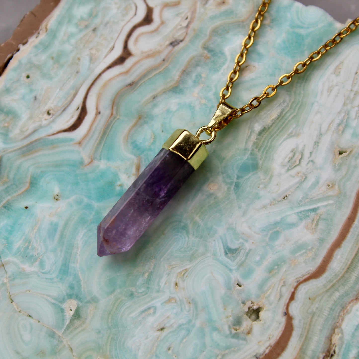 Amethyst Gold Pendant Necklace