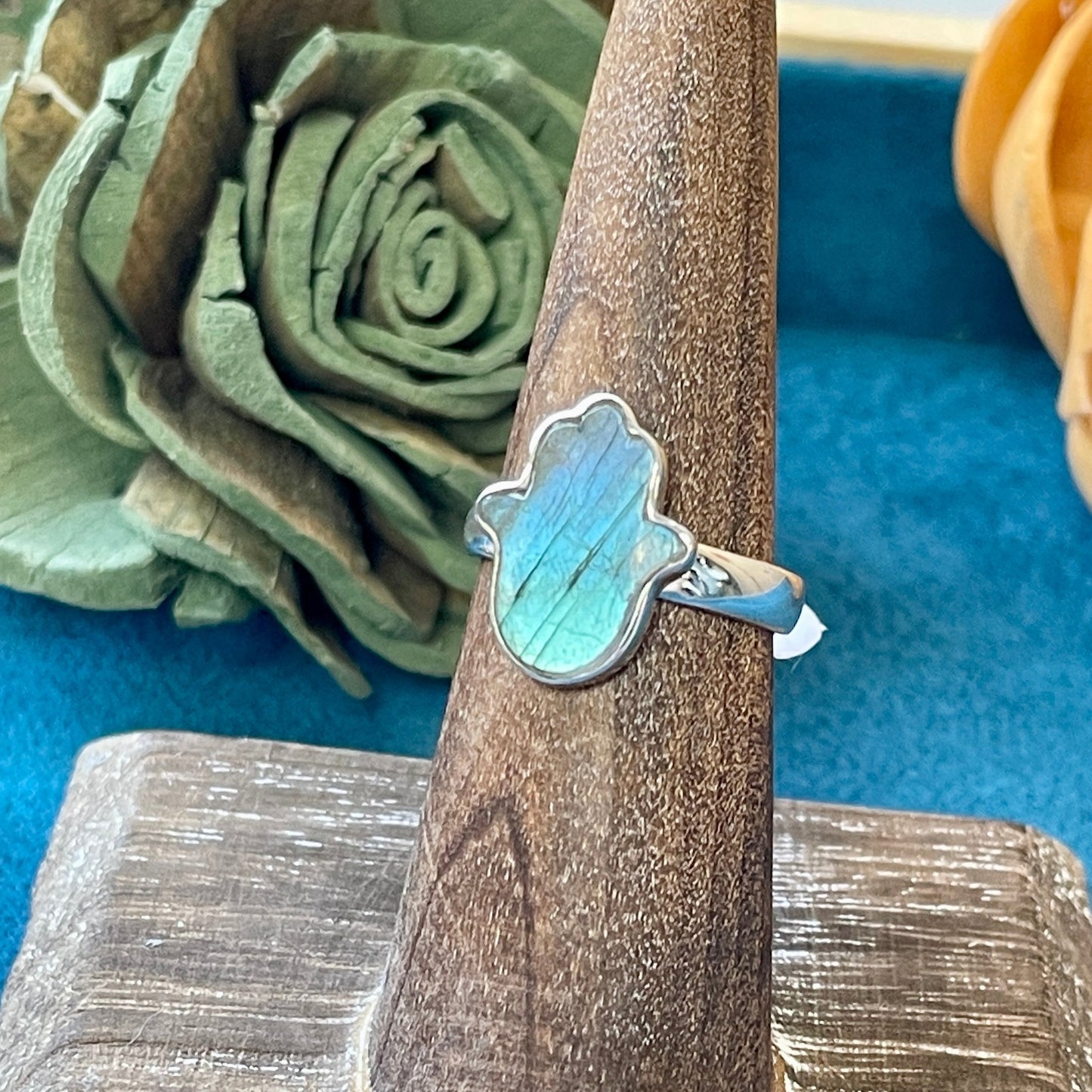 Labradorite Hamsa Hand Ring Size 6