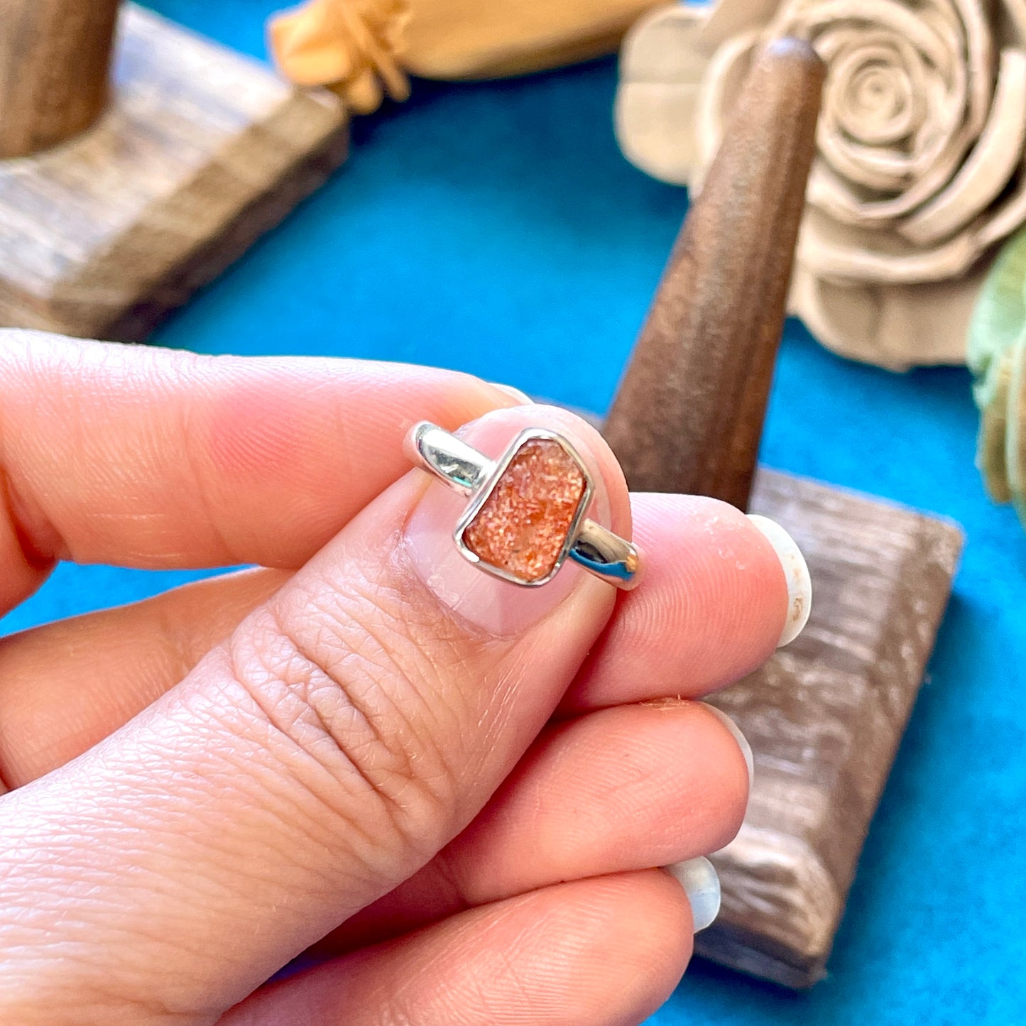 Raw Sunstone Ring Size 6