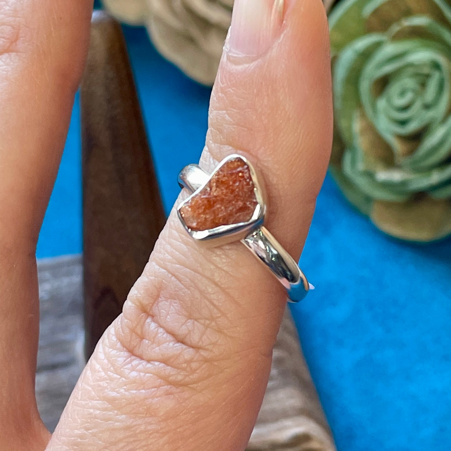 Raw Sunstone Ring Size 8