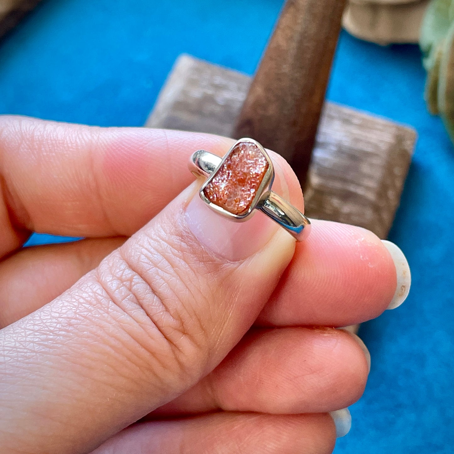Raw Sunstone Ring Size 6