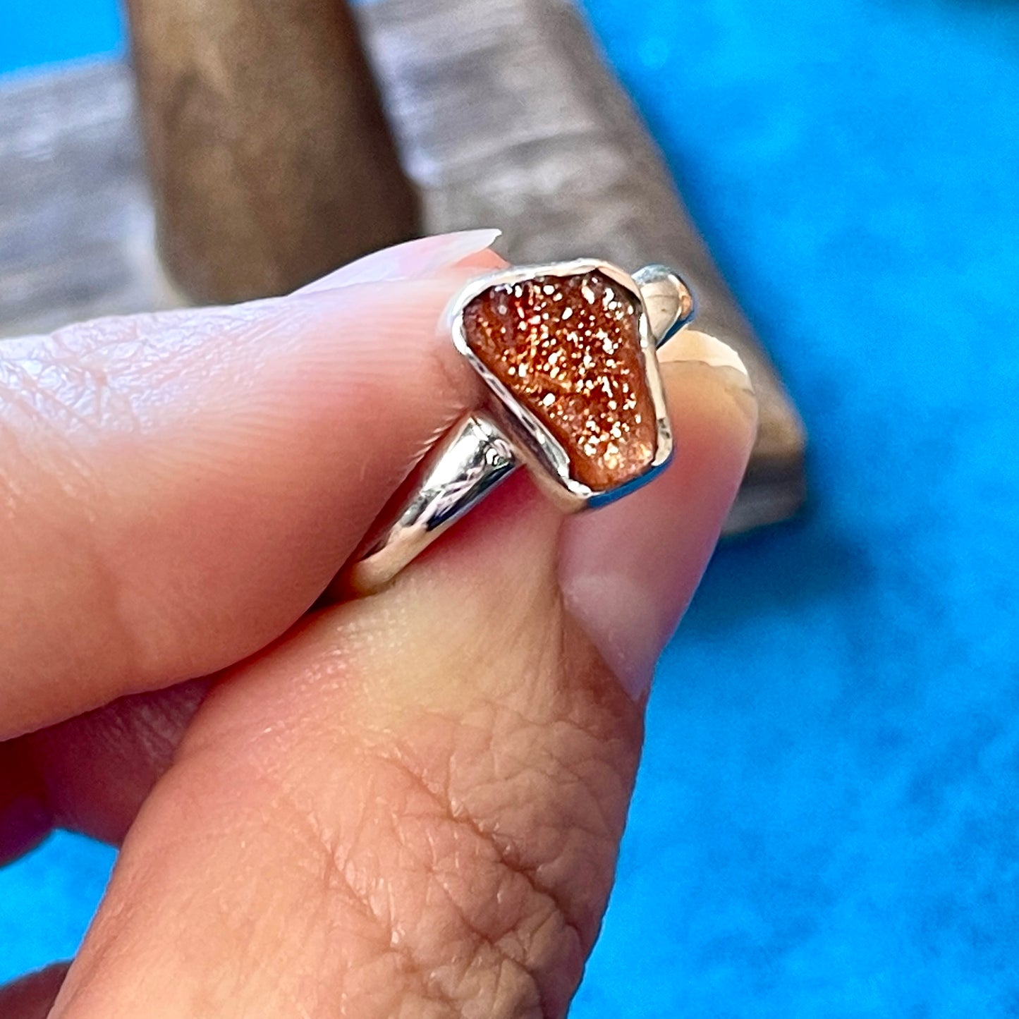 Raw Sunstone Ring Size 8