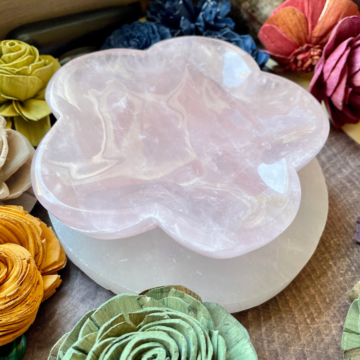 XL Rose Quartz Flower Bowl 1.7 lb