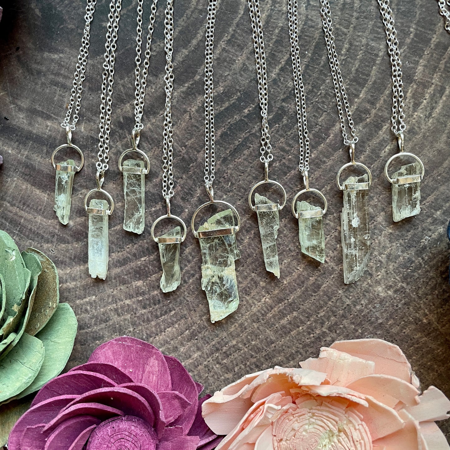 Sterling Silver Green Kyanite Necklace