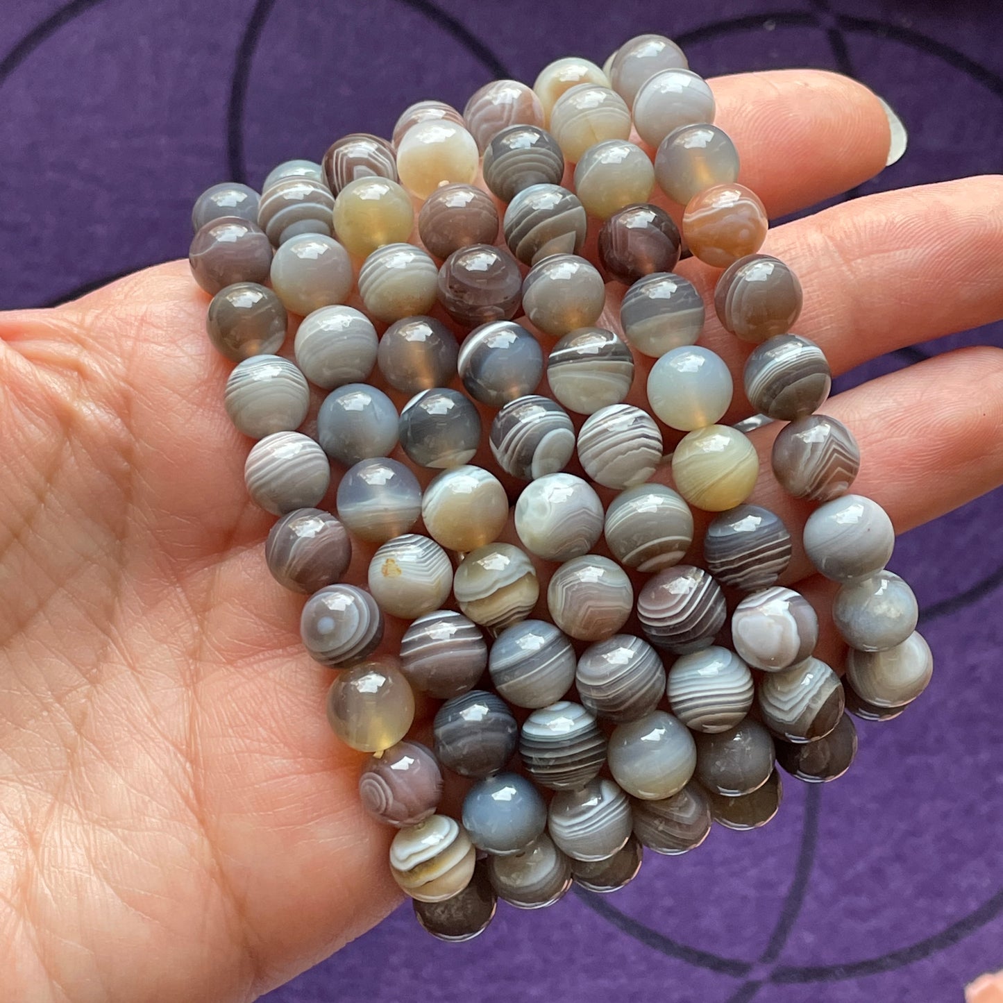 Banded Agate 8mm Beaded bracelet