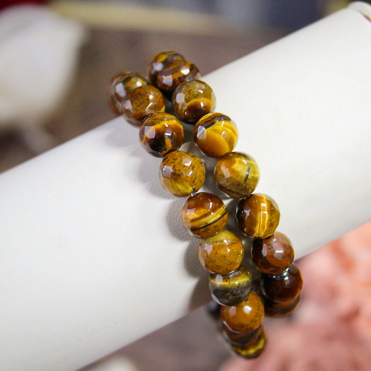 Tiger’s Eye faceted 8mm beaded bracelet