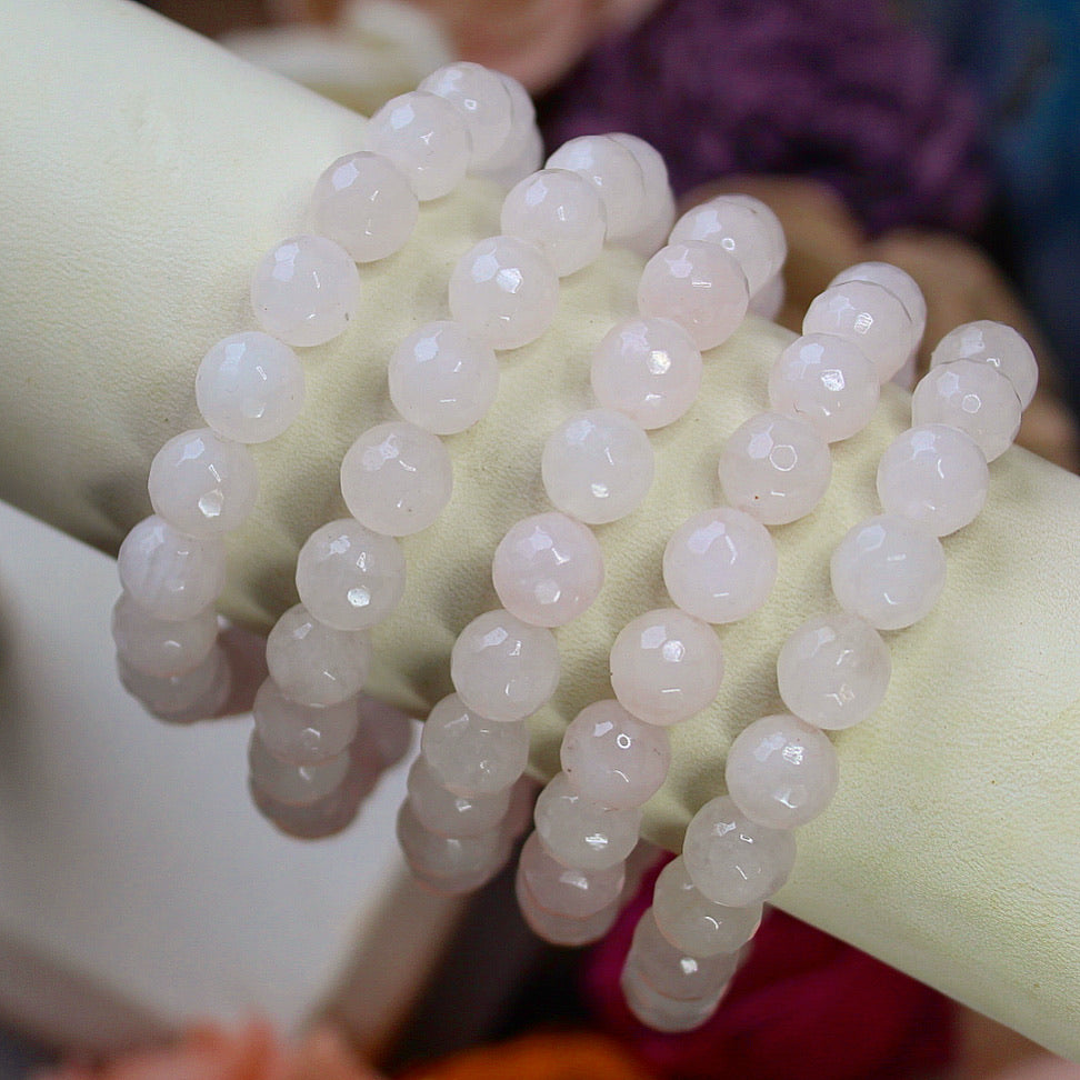 Rose Quartz faceted 8mm beaded bracelet