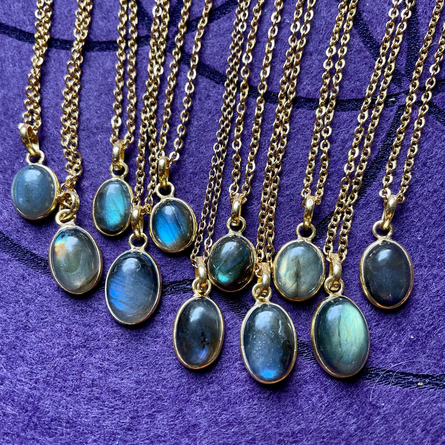 Labradorite Gold Pendant Necklace