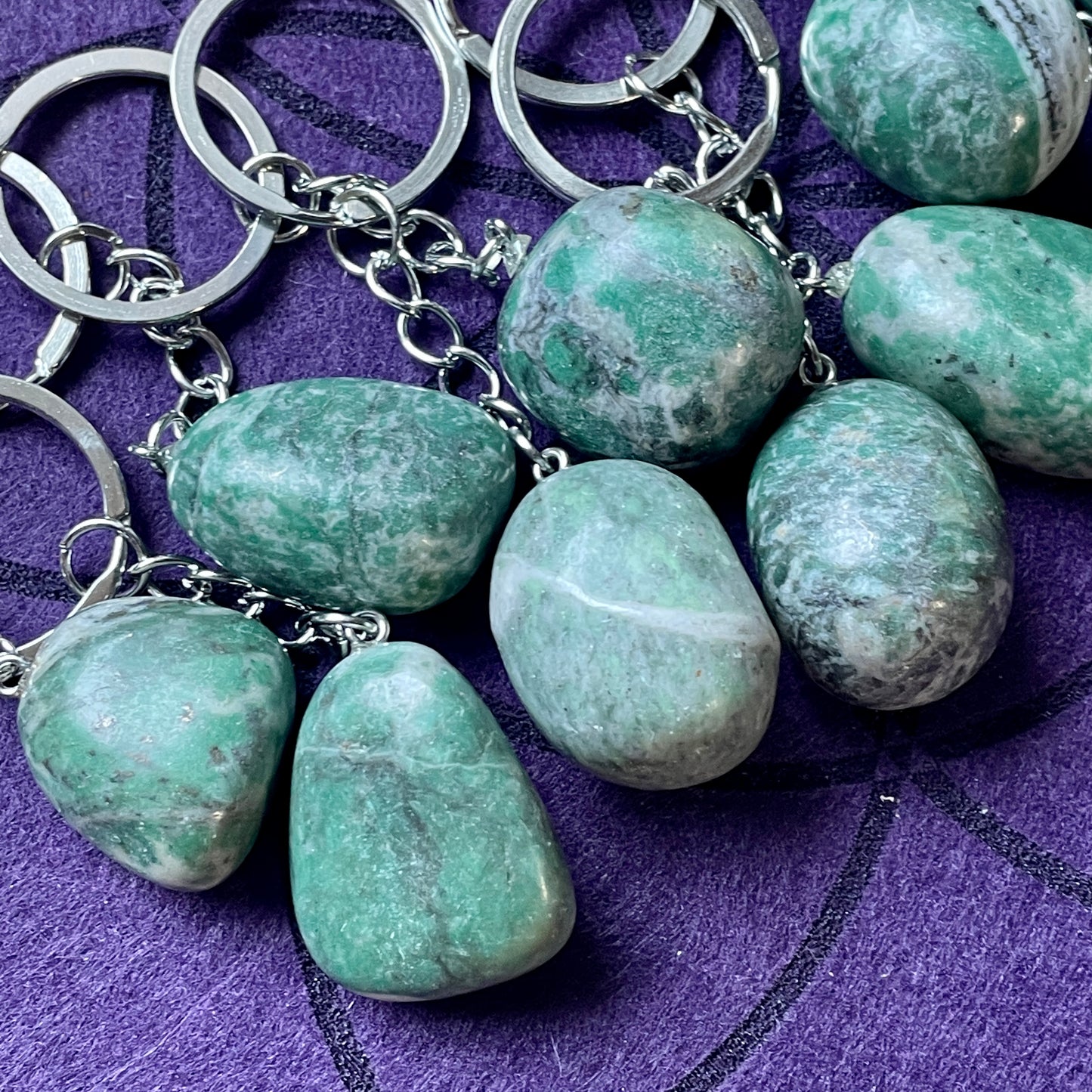 Jade Tumble Stone Keychain