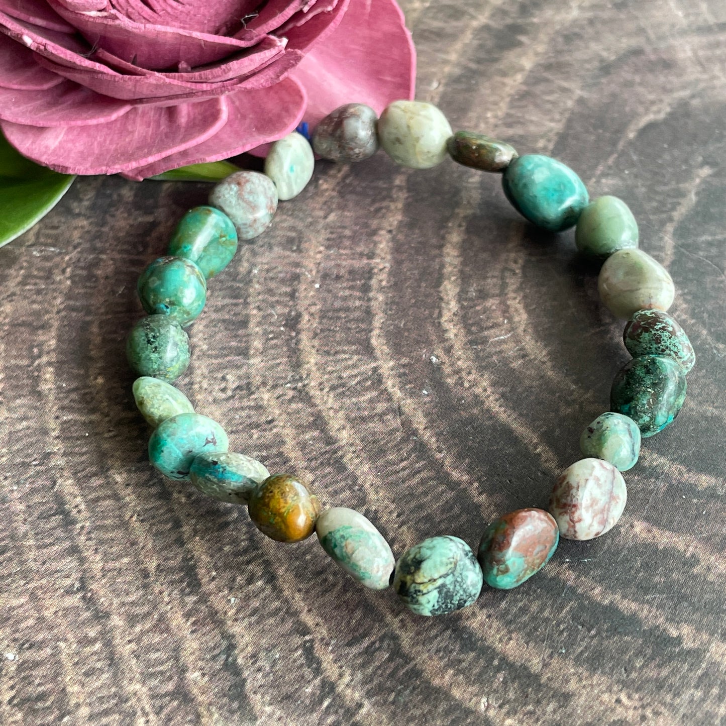 Chrysocolla Tumbled Stone Beaded bracelet