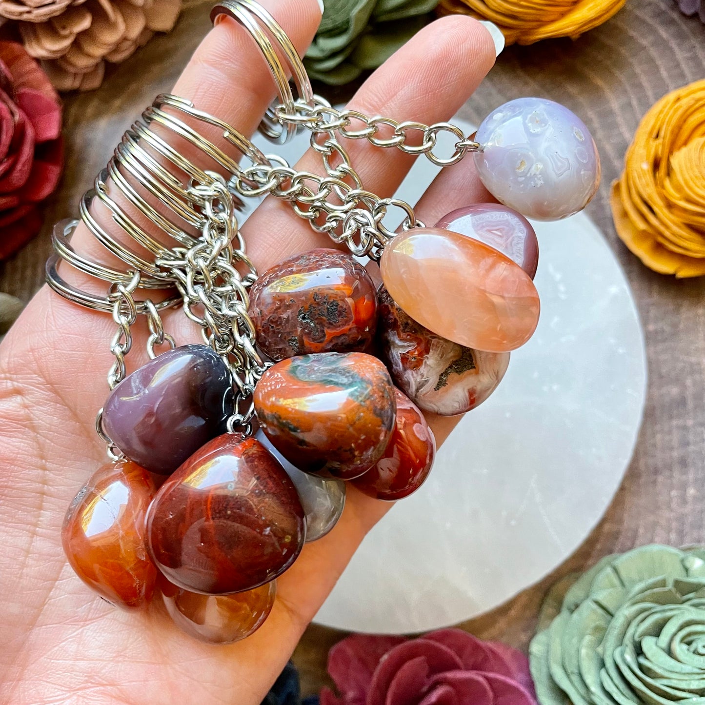 Carnelian Tumble Stone Keychain