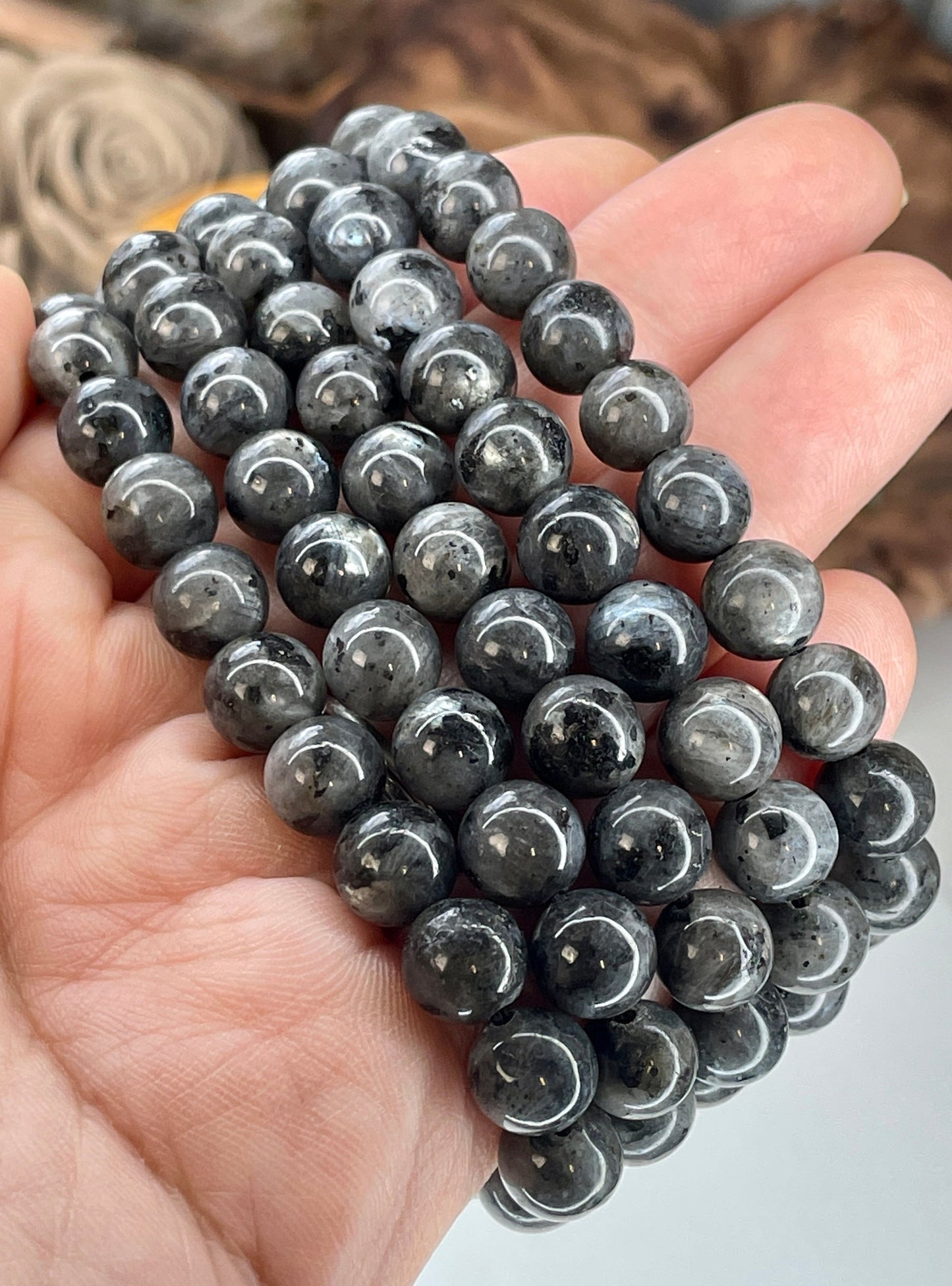 Larvikite 8mm Beaded bracelet