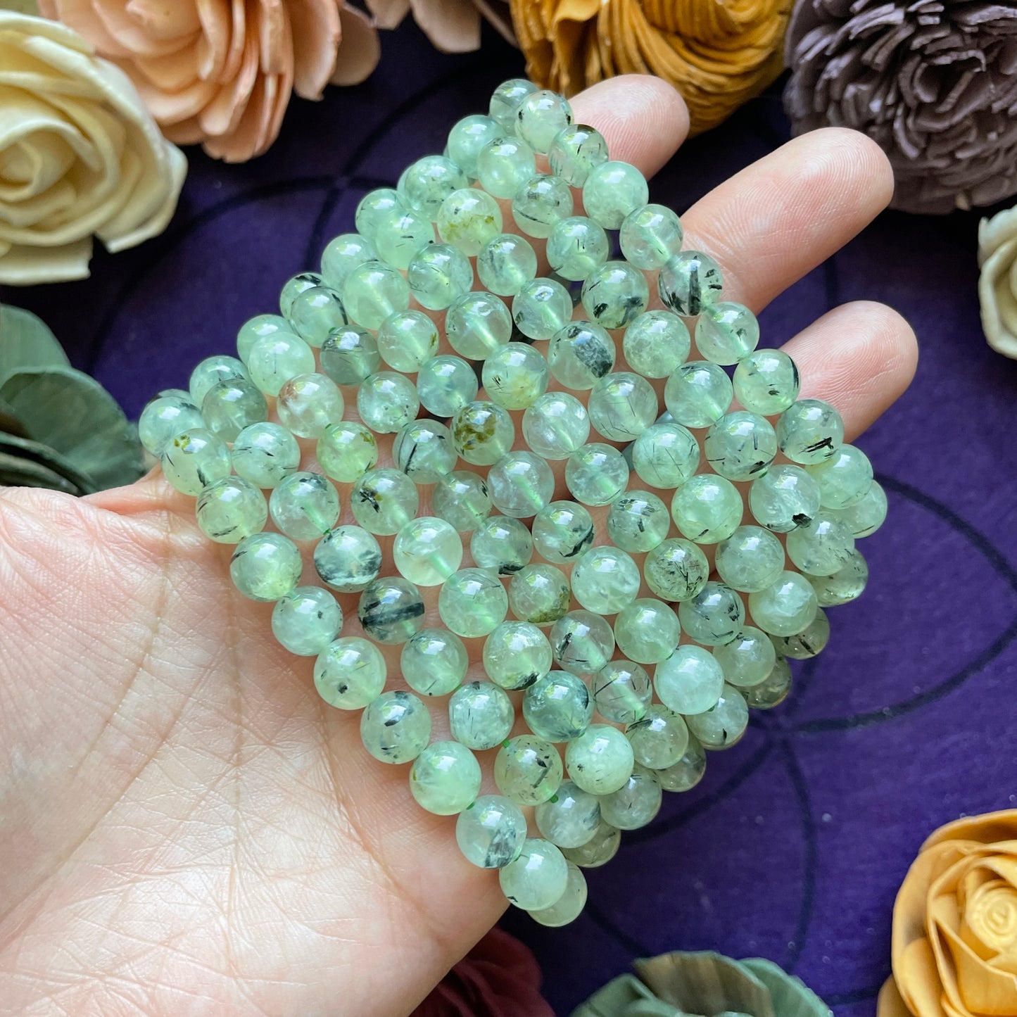 Prehnite 8mm Beaded bracelet
