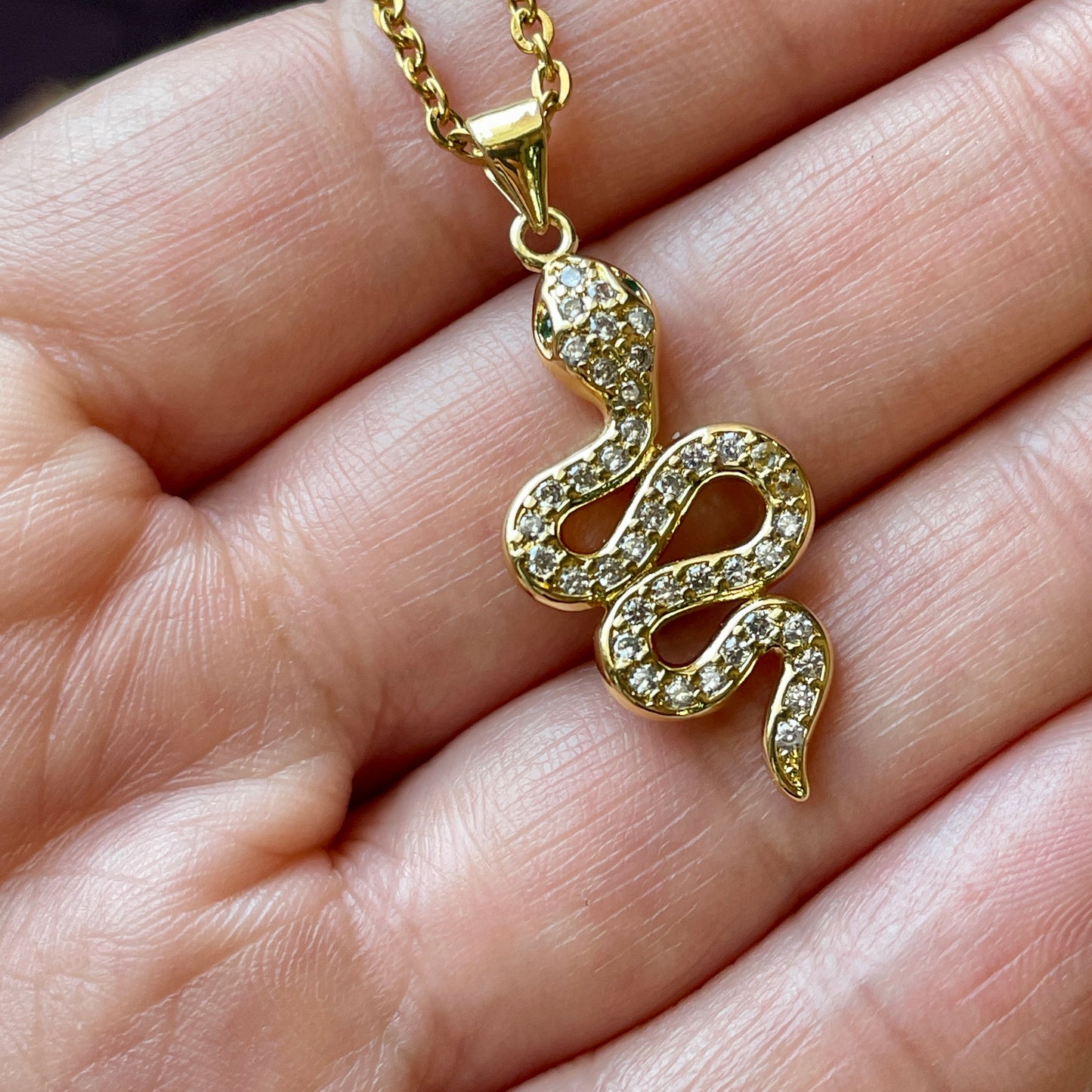 Gold Snake Charm Necklace