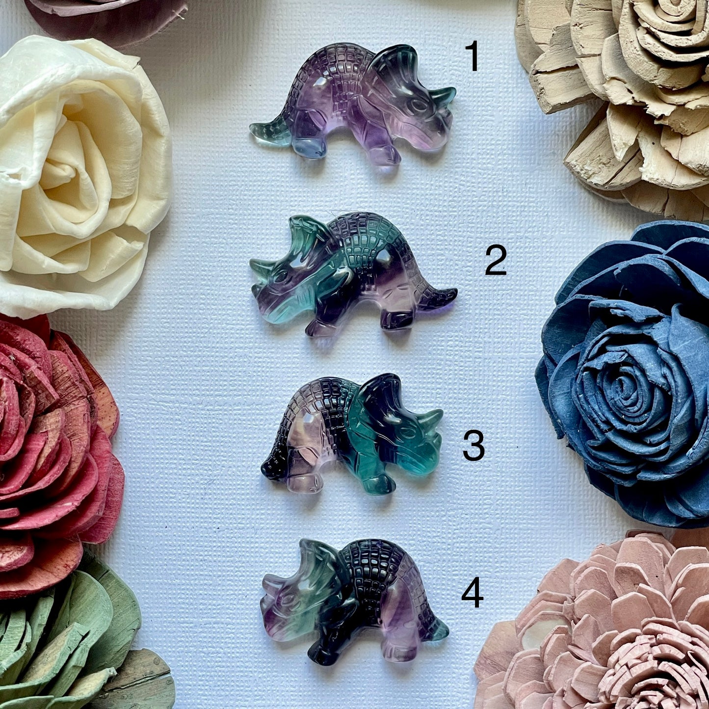 Fluorite Triceratops Carving