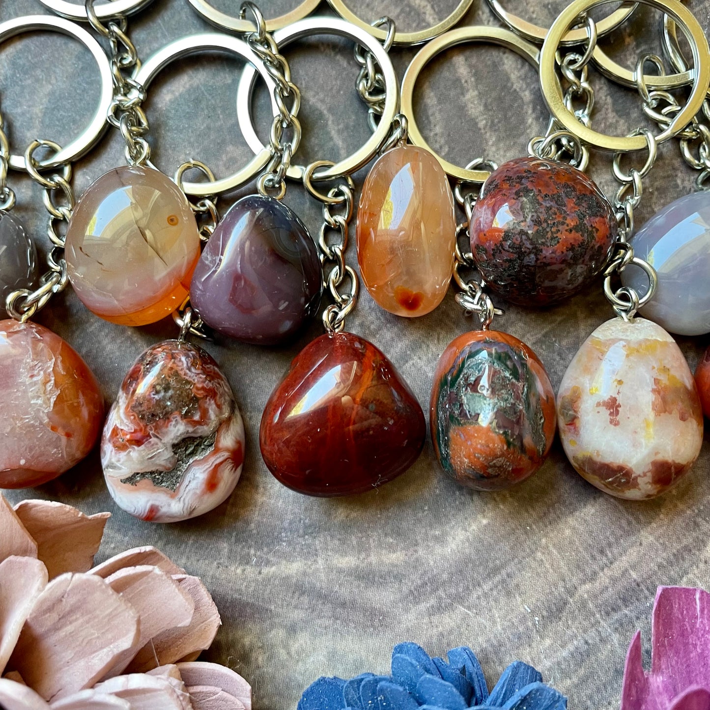 Carnelian Tumble Stone Keychain