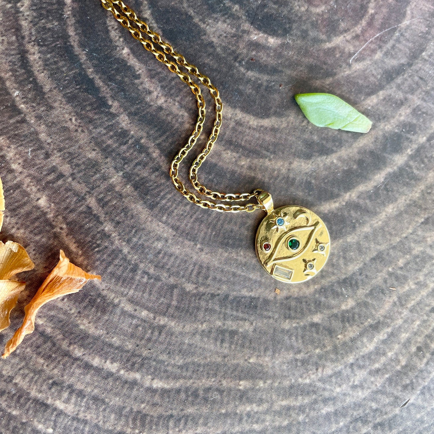 Small Gold Eye Charm Necklace
