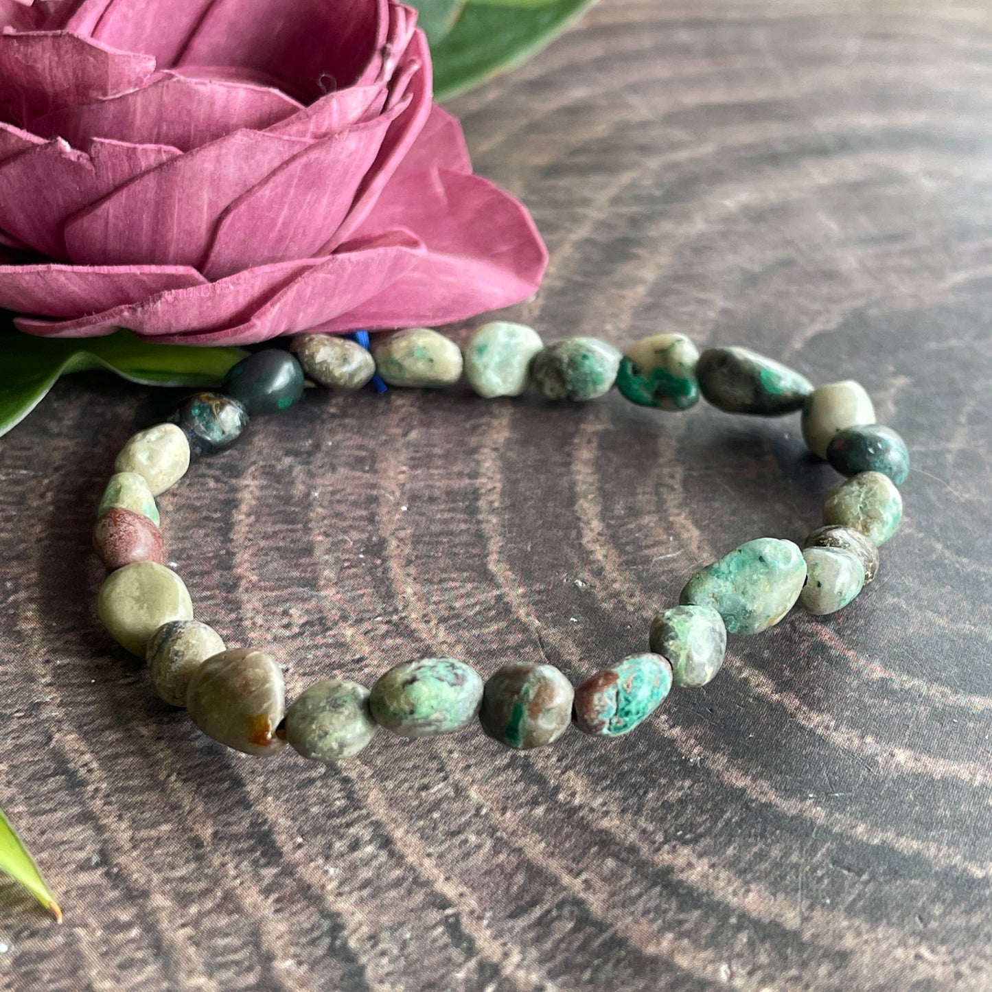 Chrysocolla Tumbled Stone Beaded bracelet