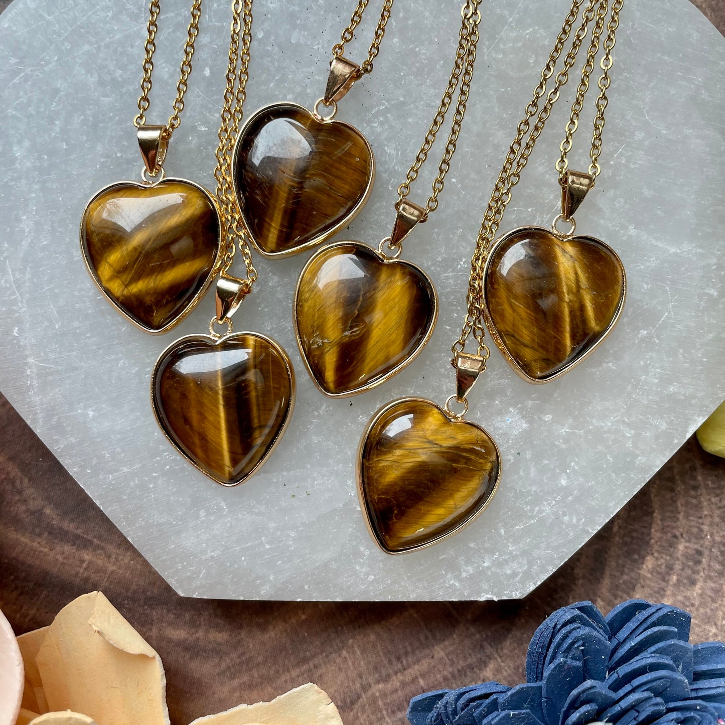 Tiger’s Eye Gold Plated Heart Pendant