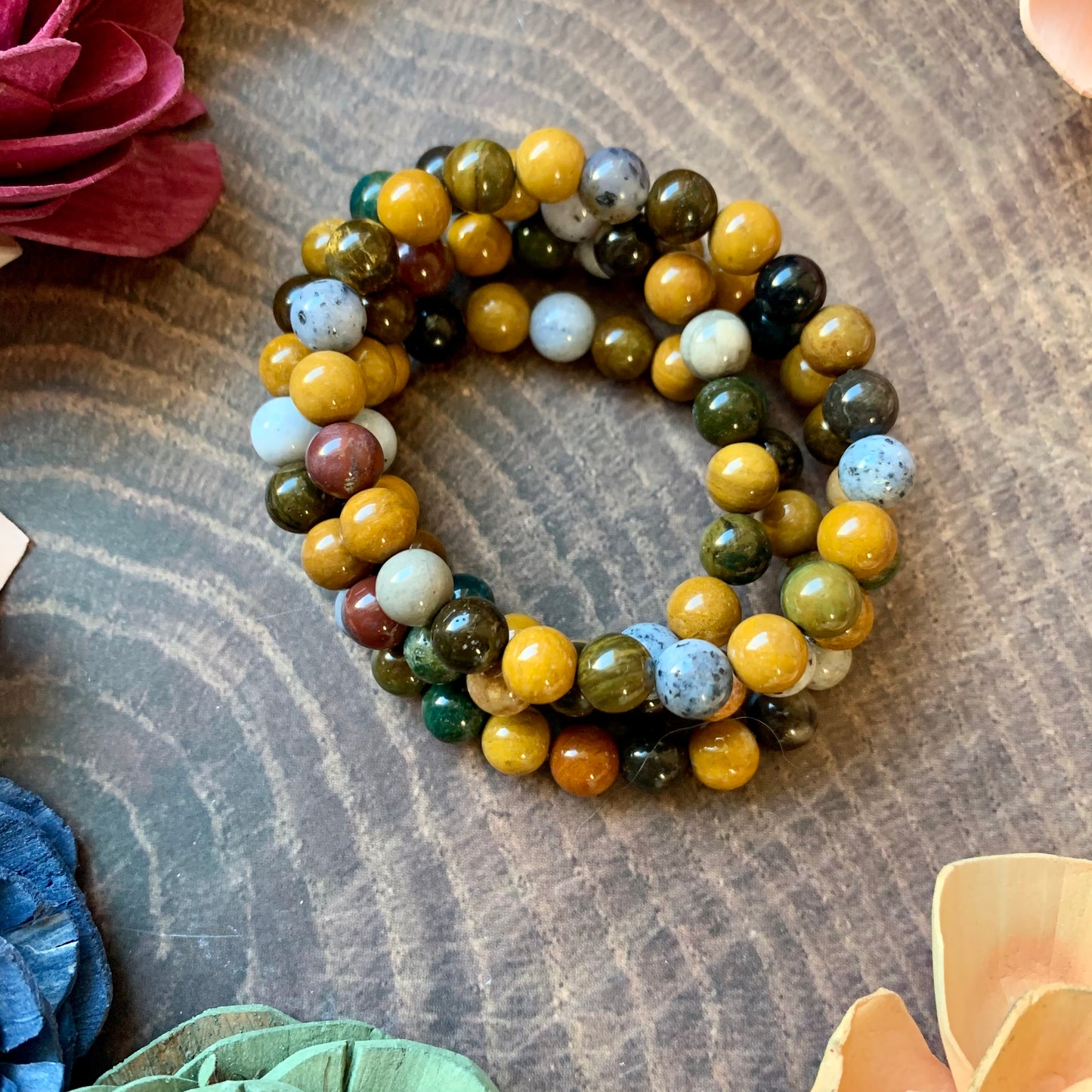 Ocean Jasper 8mm beaded bracelet