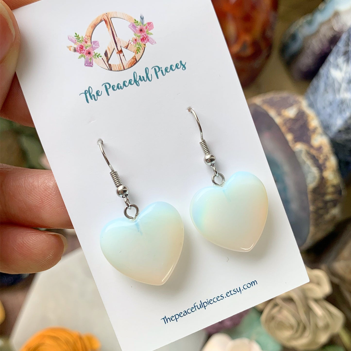 Opalite Heart Earrings