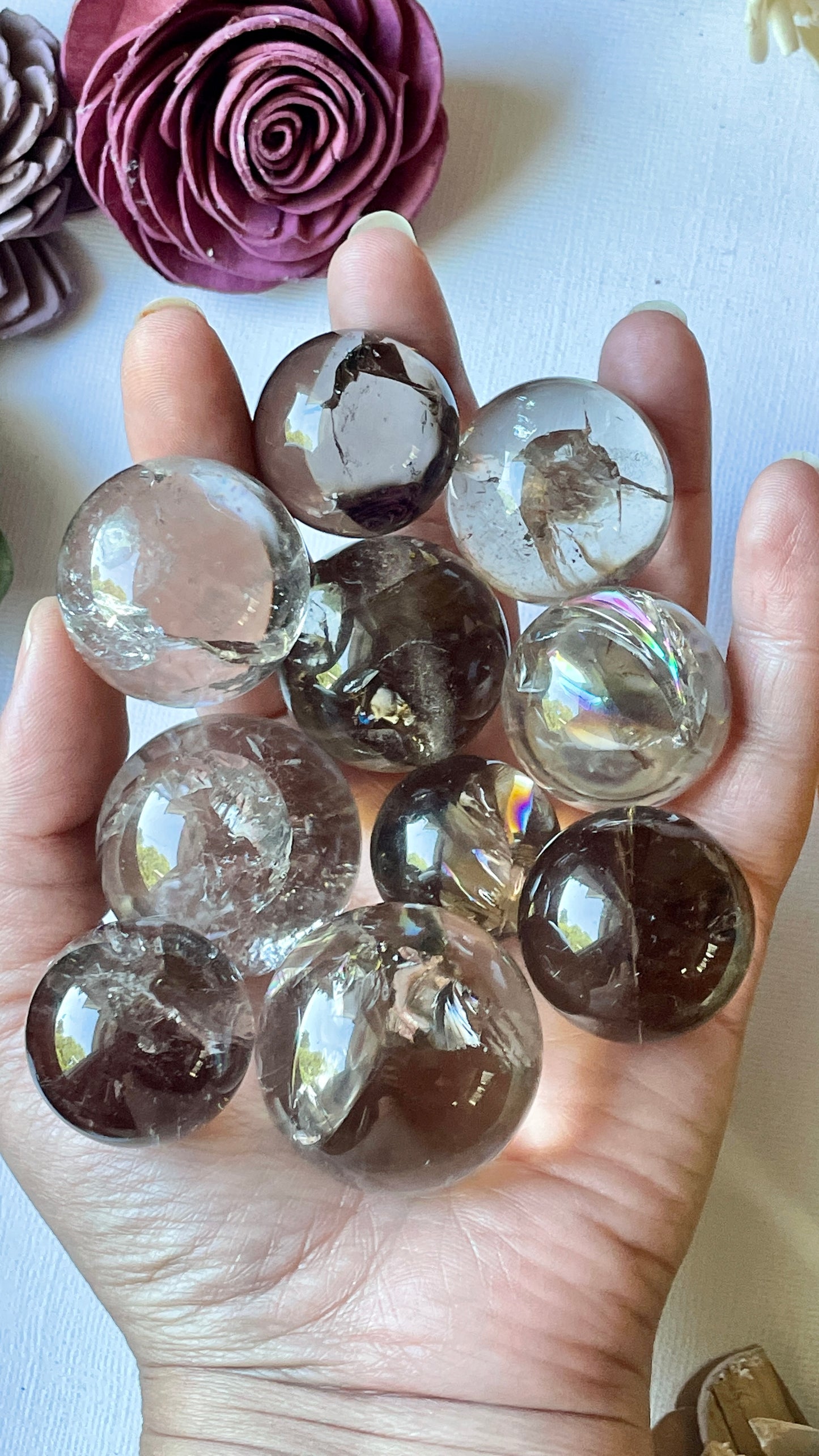 Rainbow Filled Smoky quartz Sphere