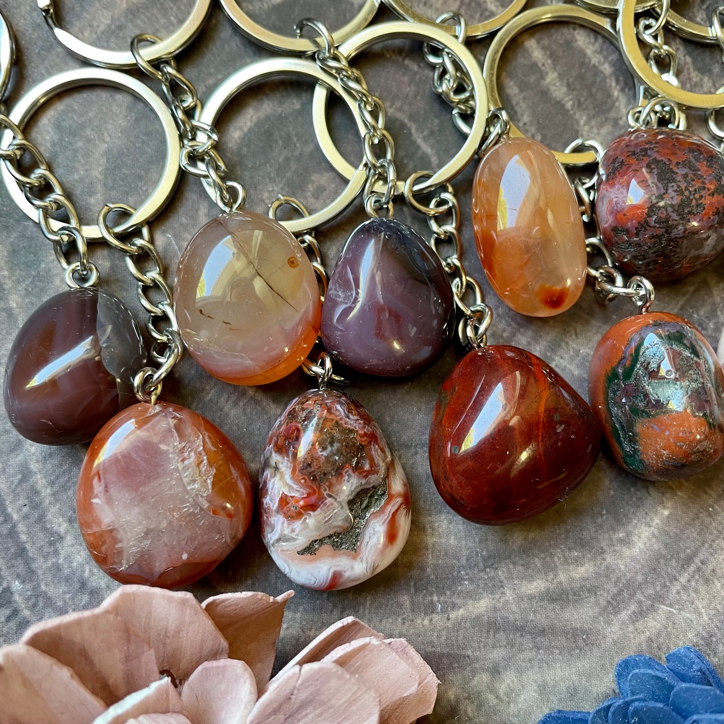 Carnelian Tumble Stone Keychain