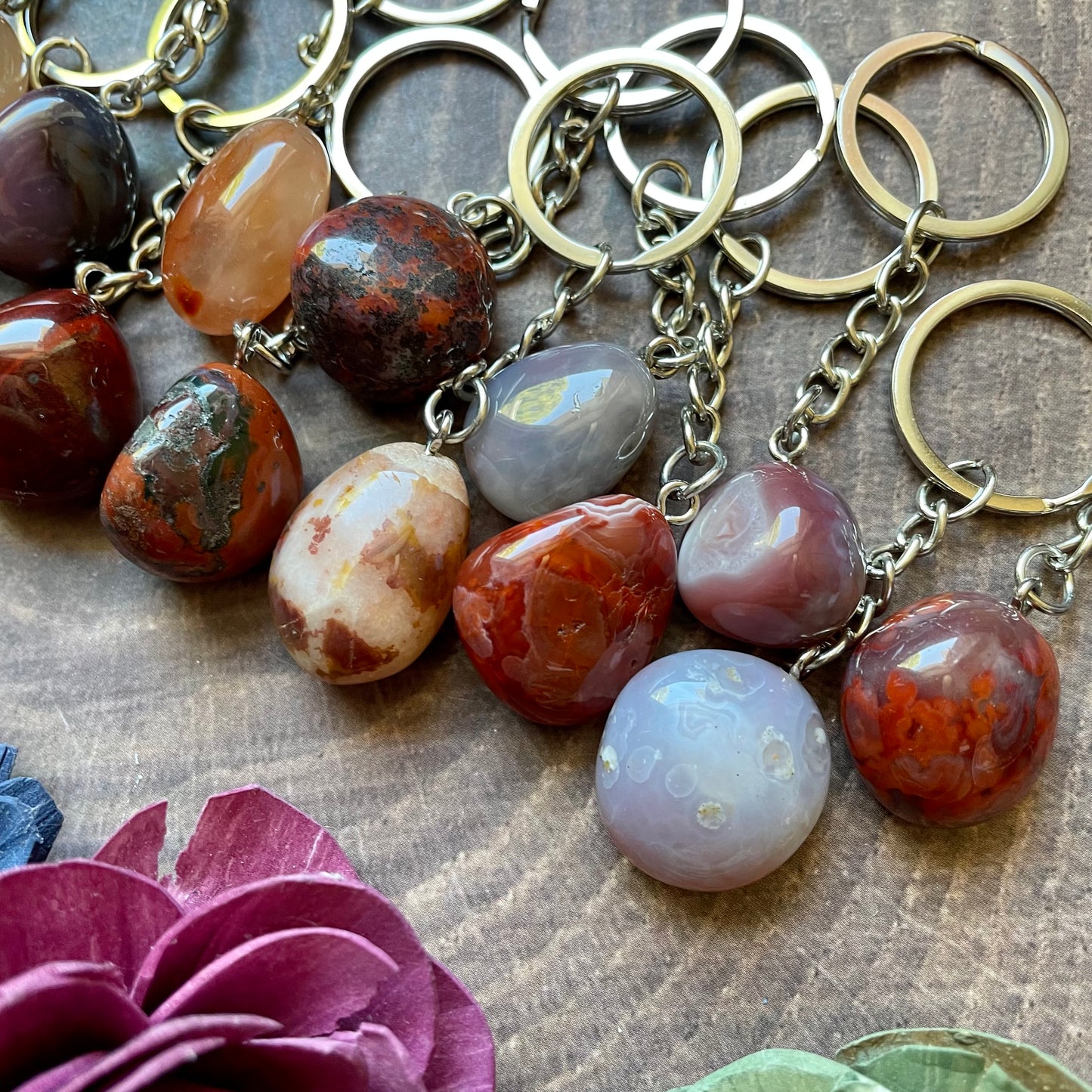 Carnelian Tumble Stone Keychain