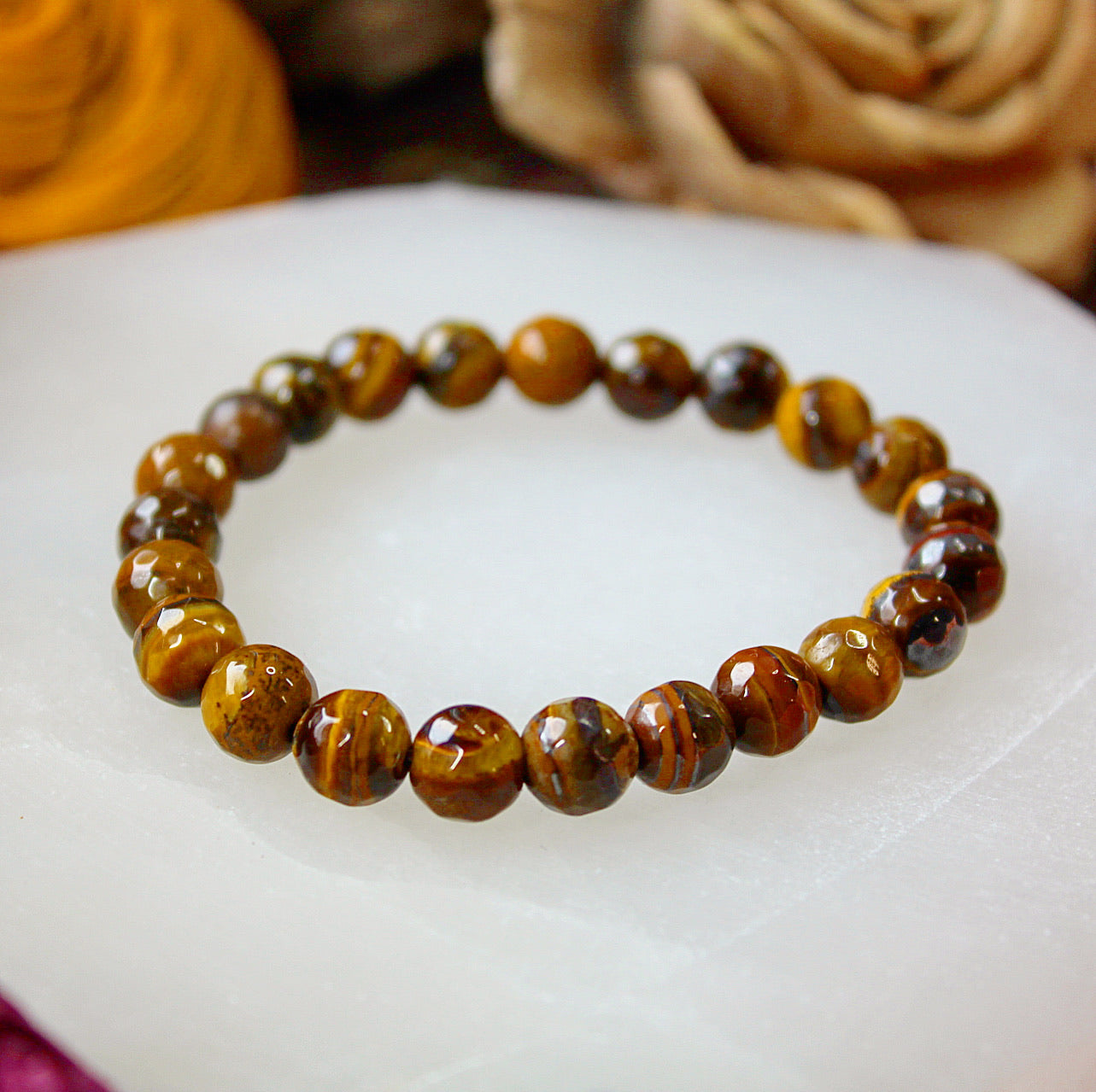 Tiger’s Eye faceted 8mm beaded bracelet