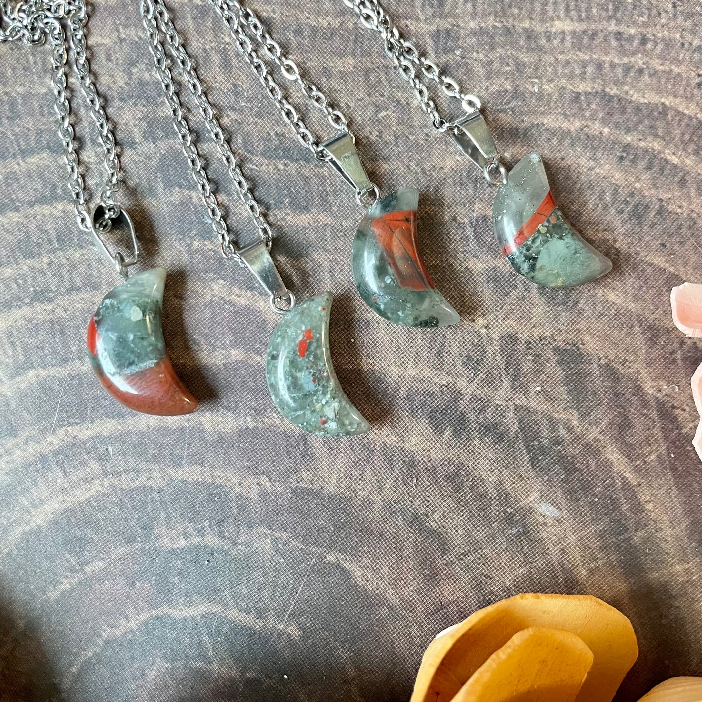 Small Bloodstone Moon Necklace