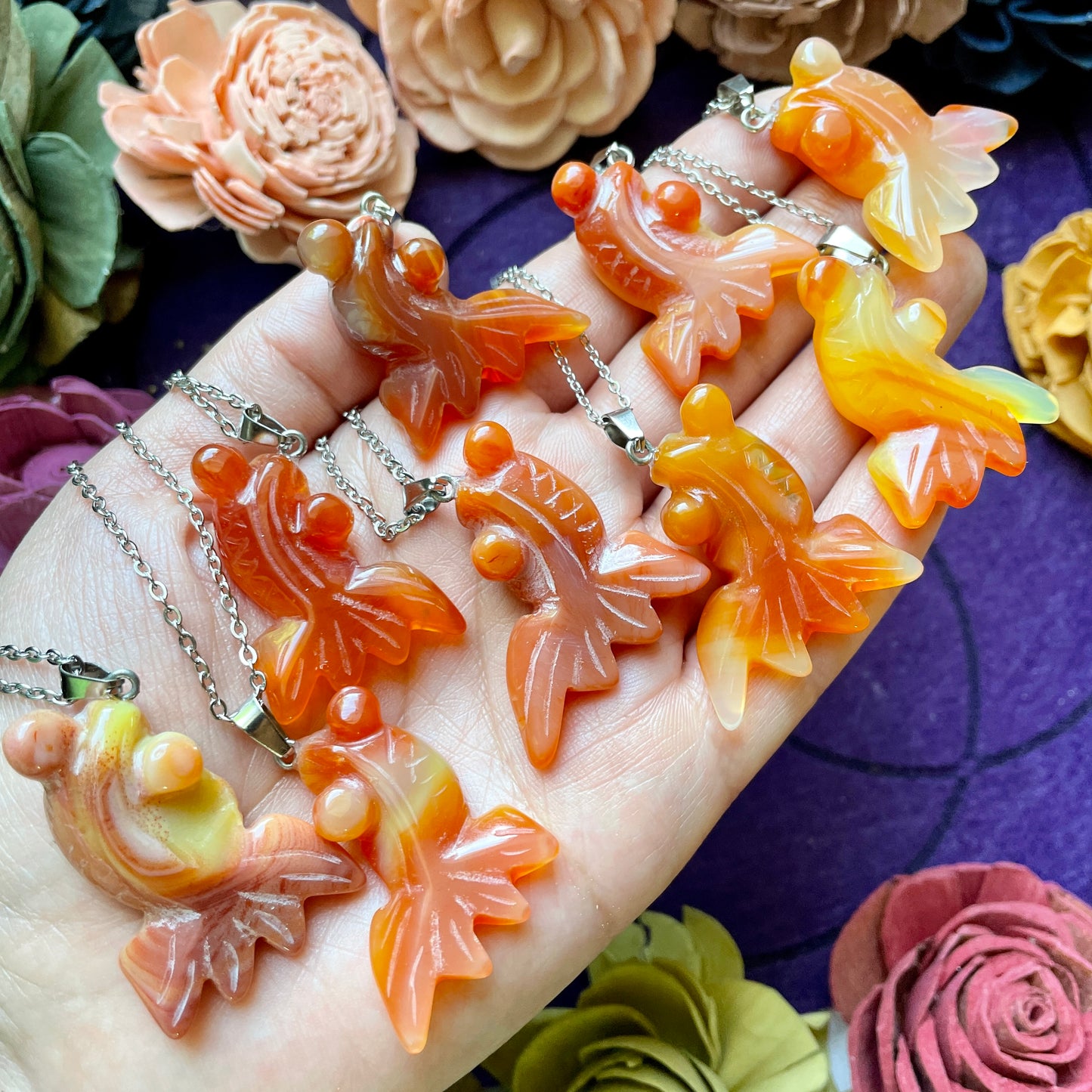 Carnelian Agate Fish Carving Necklace