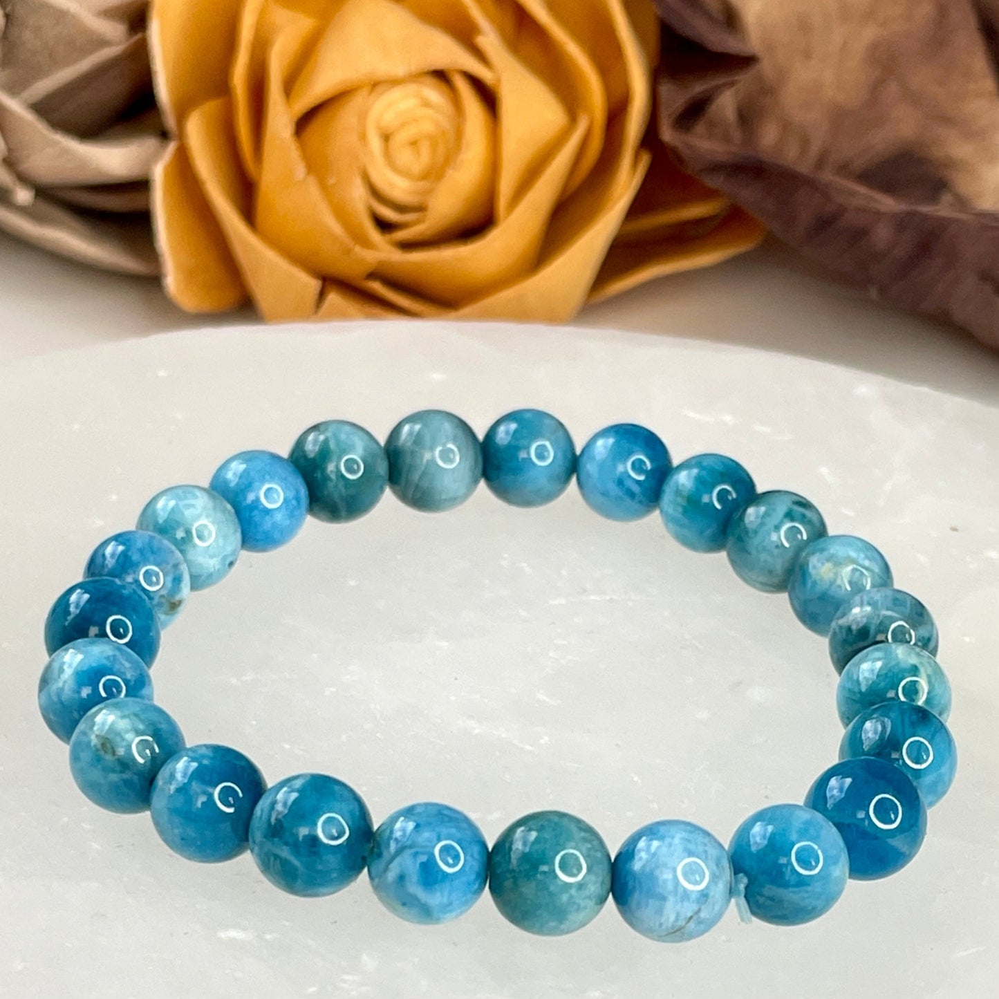 Blue Apatite 8mm Beaded bracelet