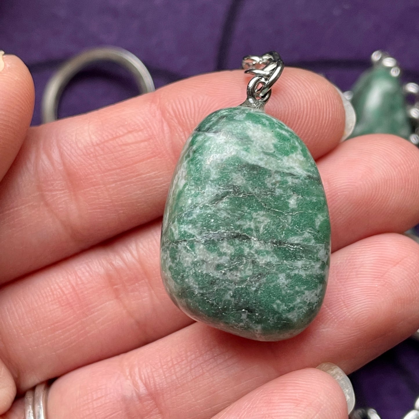 Jade Tumble Stone Keychain