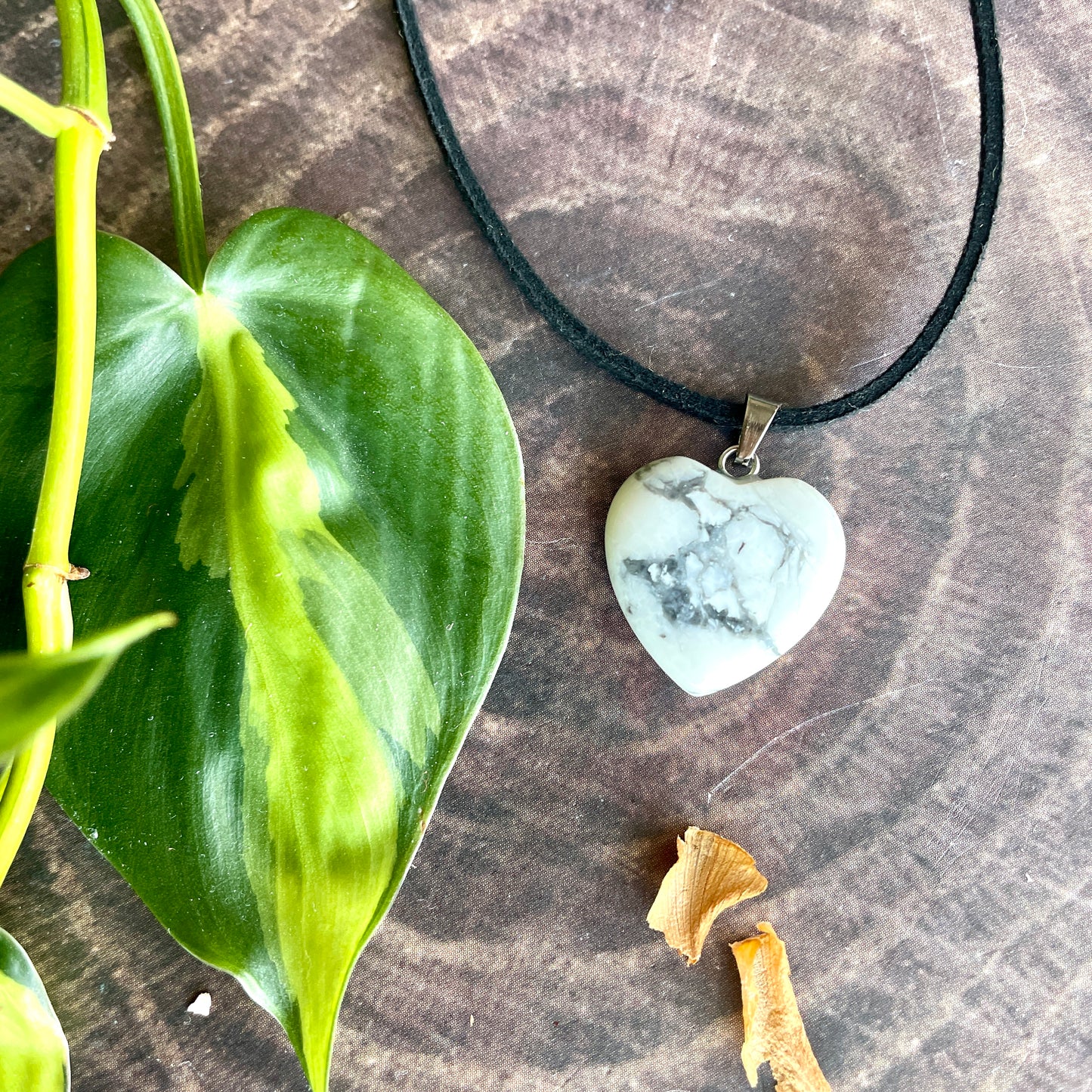 Small Howlite Heart Necklace