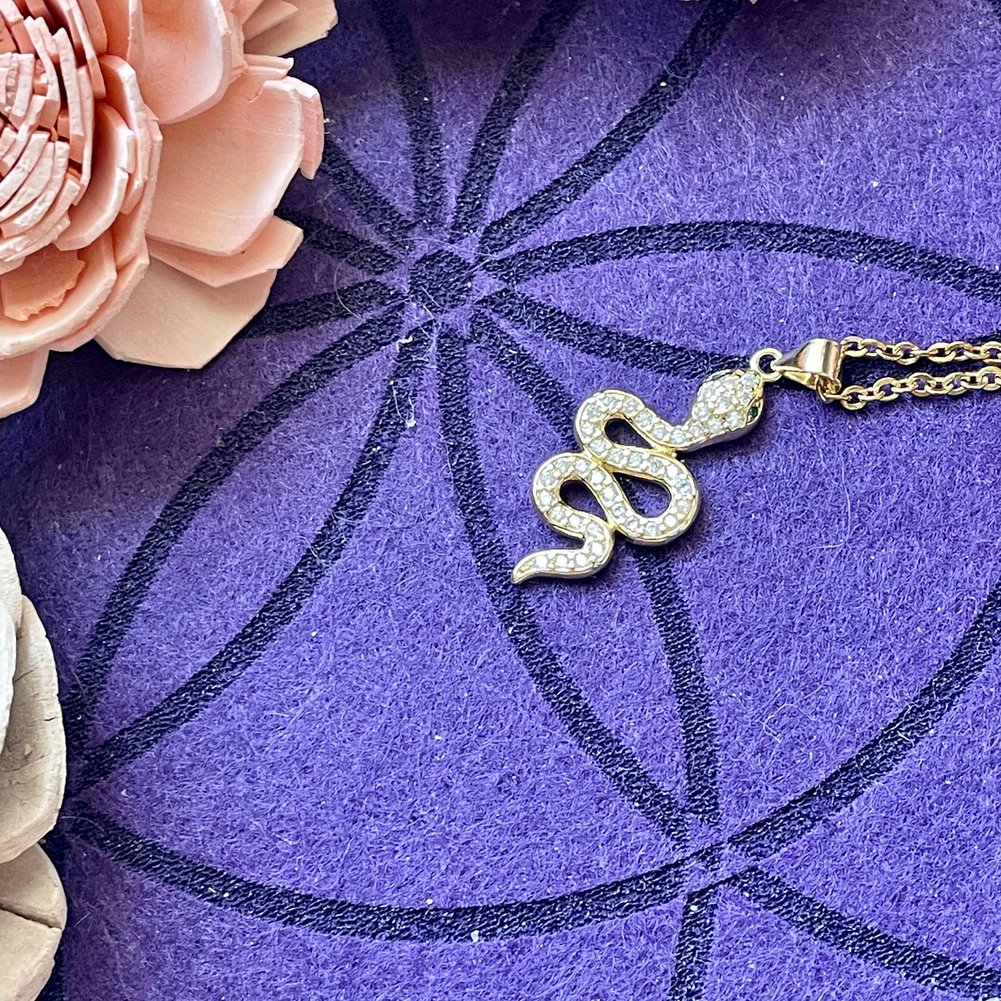 Gold Snake Charm Necklace